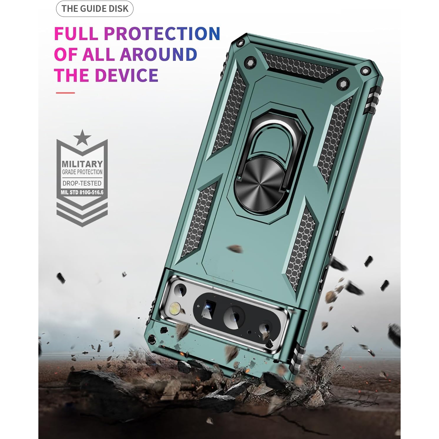 XCRS Dual-Layer Slim Design Armor Protection Cover, Built-in Magnetic Ring with Kickstand Case for Google Pixel 8 Pro 2023