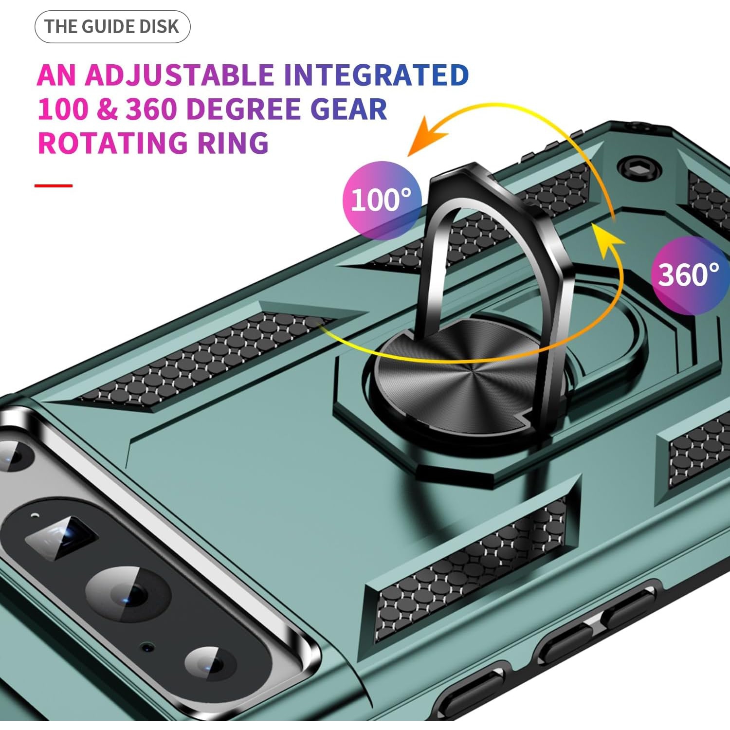 XCRS Dual-Layer Slim Design Armor Protection Cover, Built-in Magnetic Ring with Kickstand Case for Google Pixel 8 Pro 2023