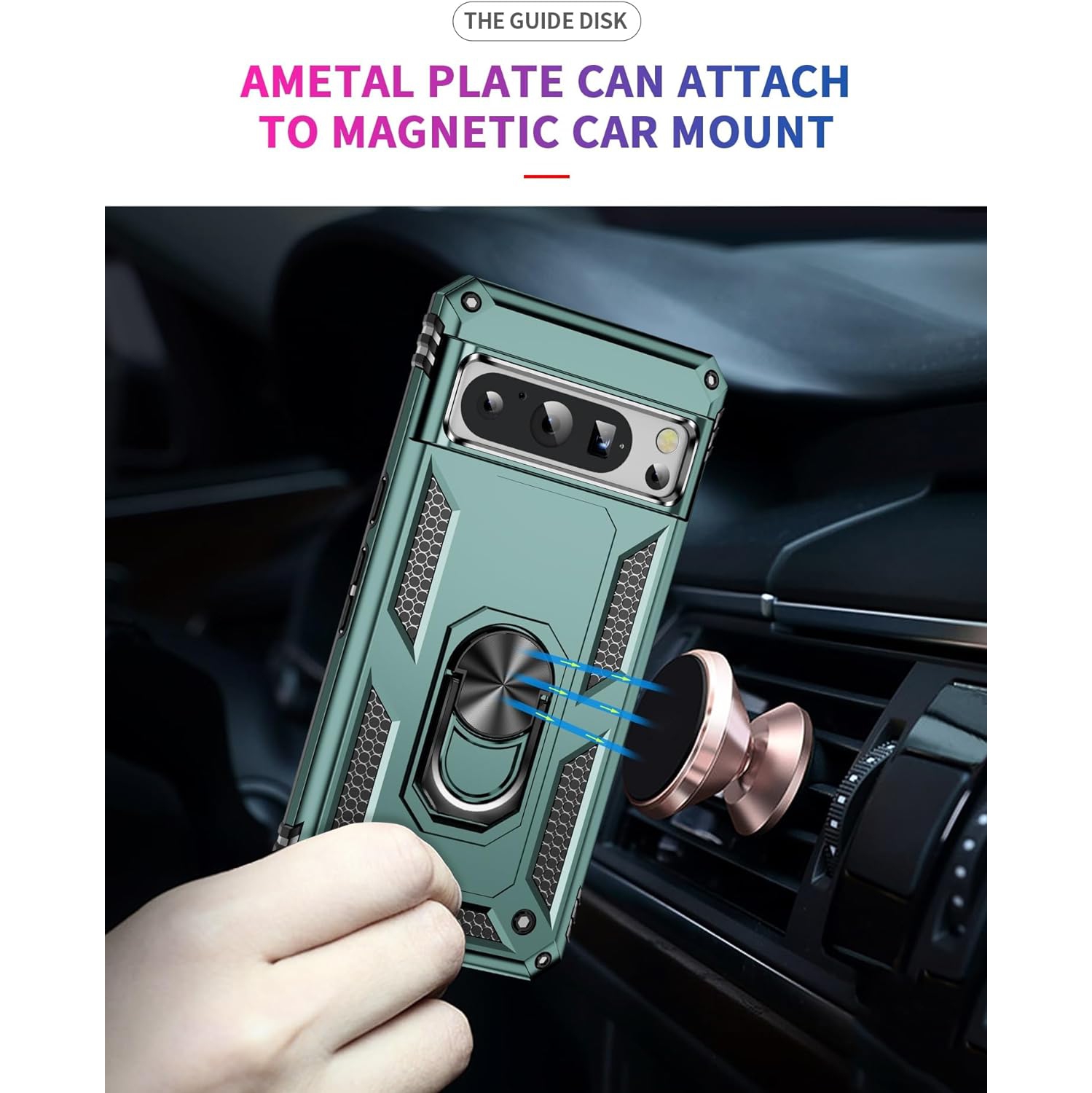 XCRS Dual-Layer Slim Design Armor Protection Cover, Built-in Magnetic Ring with Kickstand Case for Google Pixel 8 Pro 2023