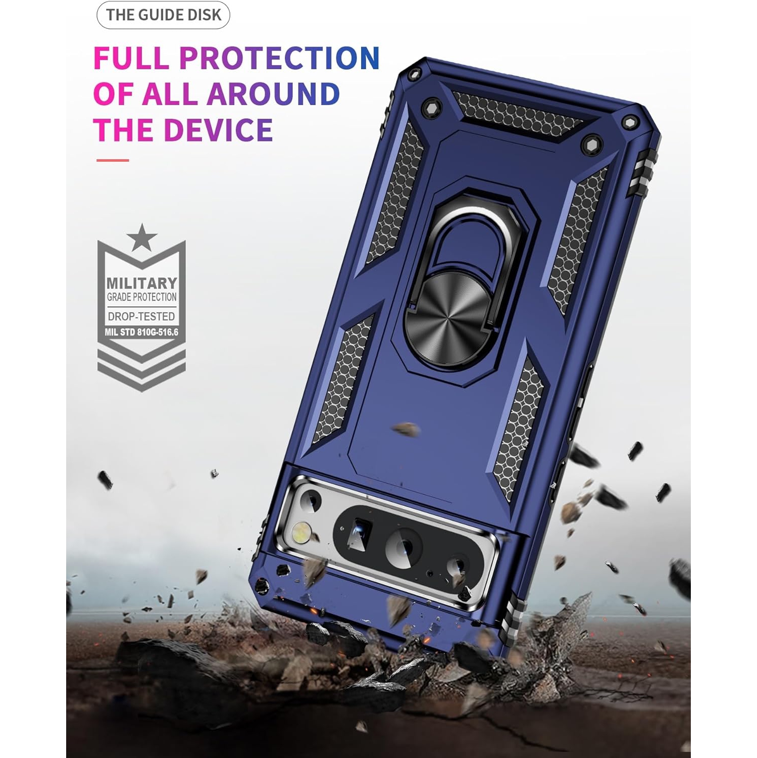 XCRS Dual-Layer Slim Design Armor Protection Cover, Built-in Magnetic Ring with Kickstand Case for Google Pixel 8 Pro 2023