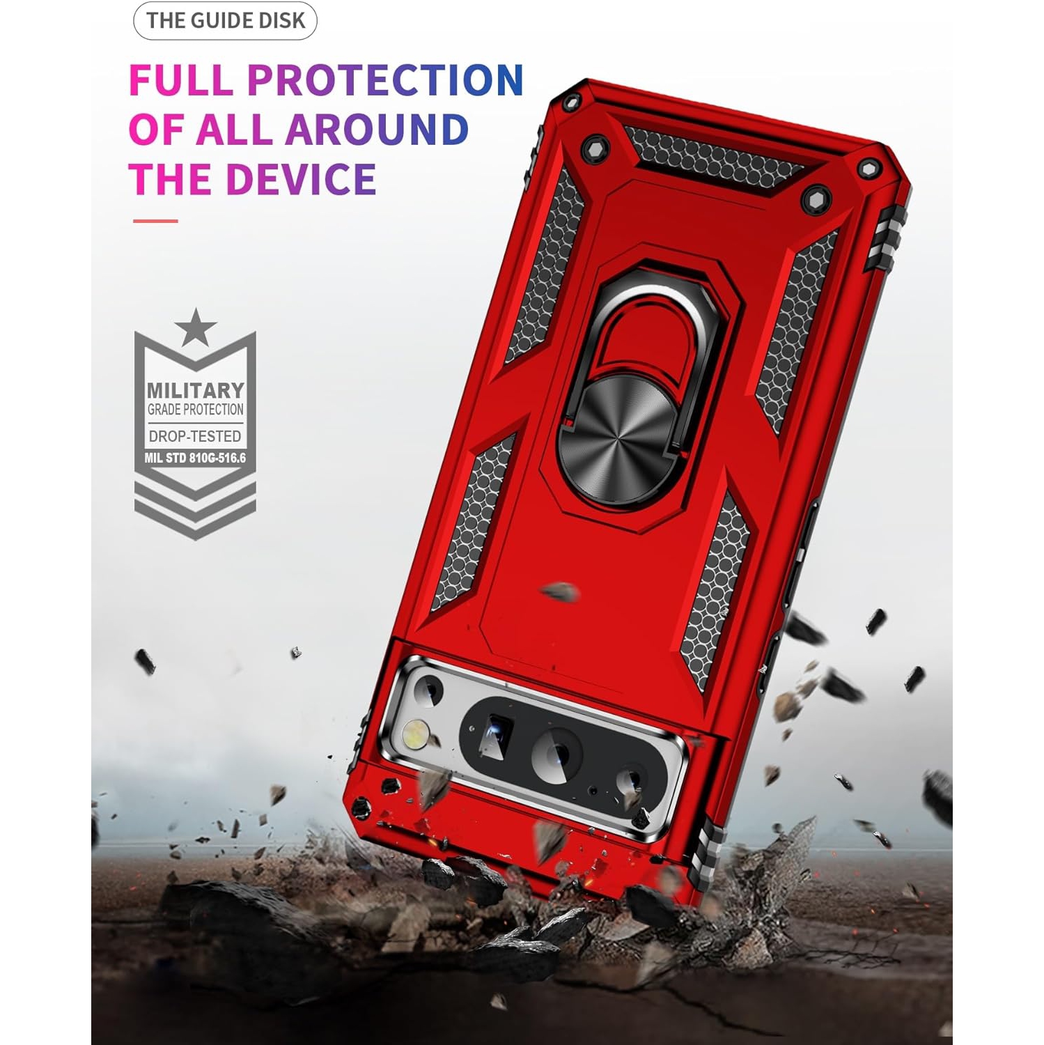 XCRS Dual-Layer Slim Design Armor Protection Cover, Built-in Magnetic Ring with Kickstand Case for Google Pixel 8 Pro 2023