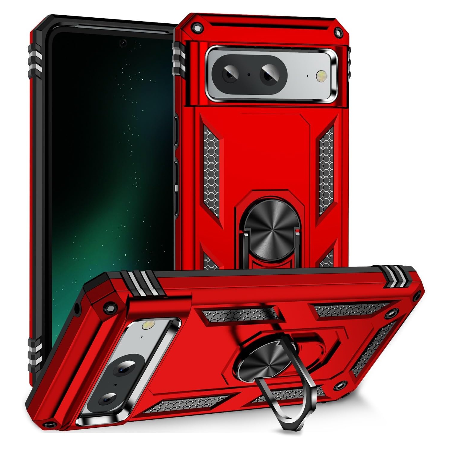 XCRS Dual-Layer Slim Design Armor Protection Cover, Built-in Magnetic Ring with Kickstand Case for Google Pixel 8 2023