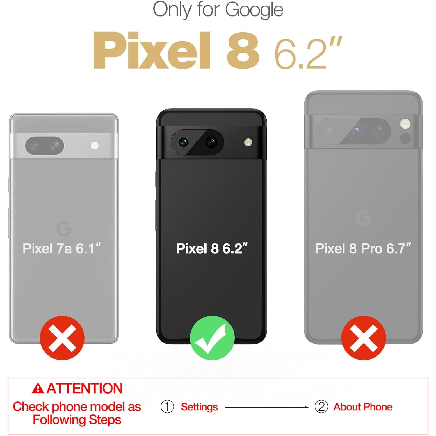 XCRS Dual-Layer Slim Design Armor Protection Cover, Built-in Magnetic Ring with Kickstand Case for Google Pixel 8 2023