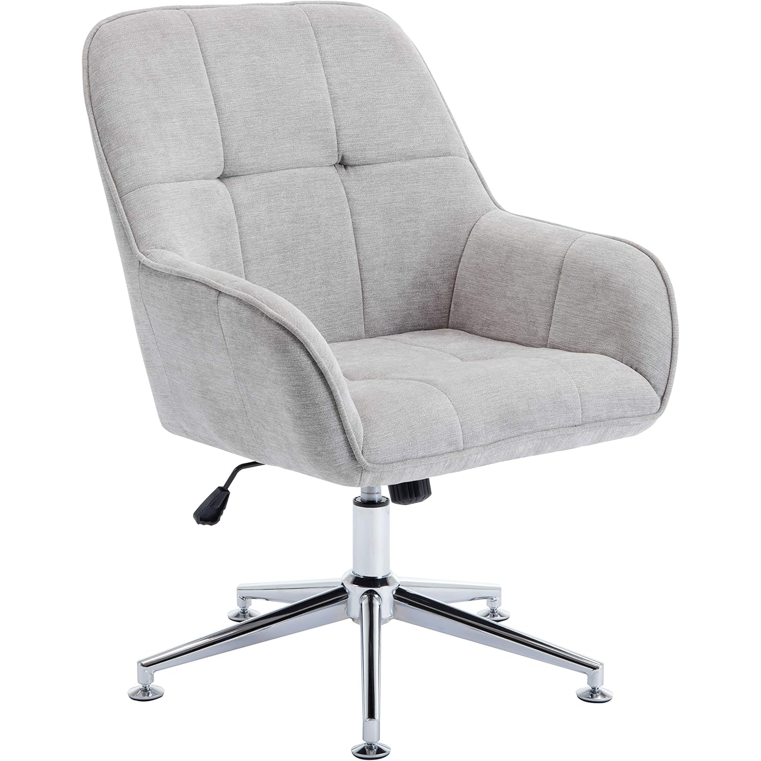 LUXWIN Button Tufted Office Chair in Beige Fabric Upholstery