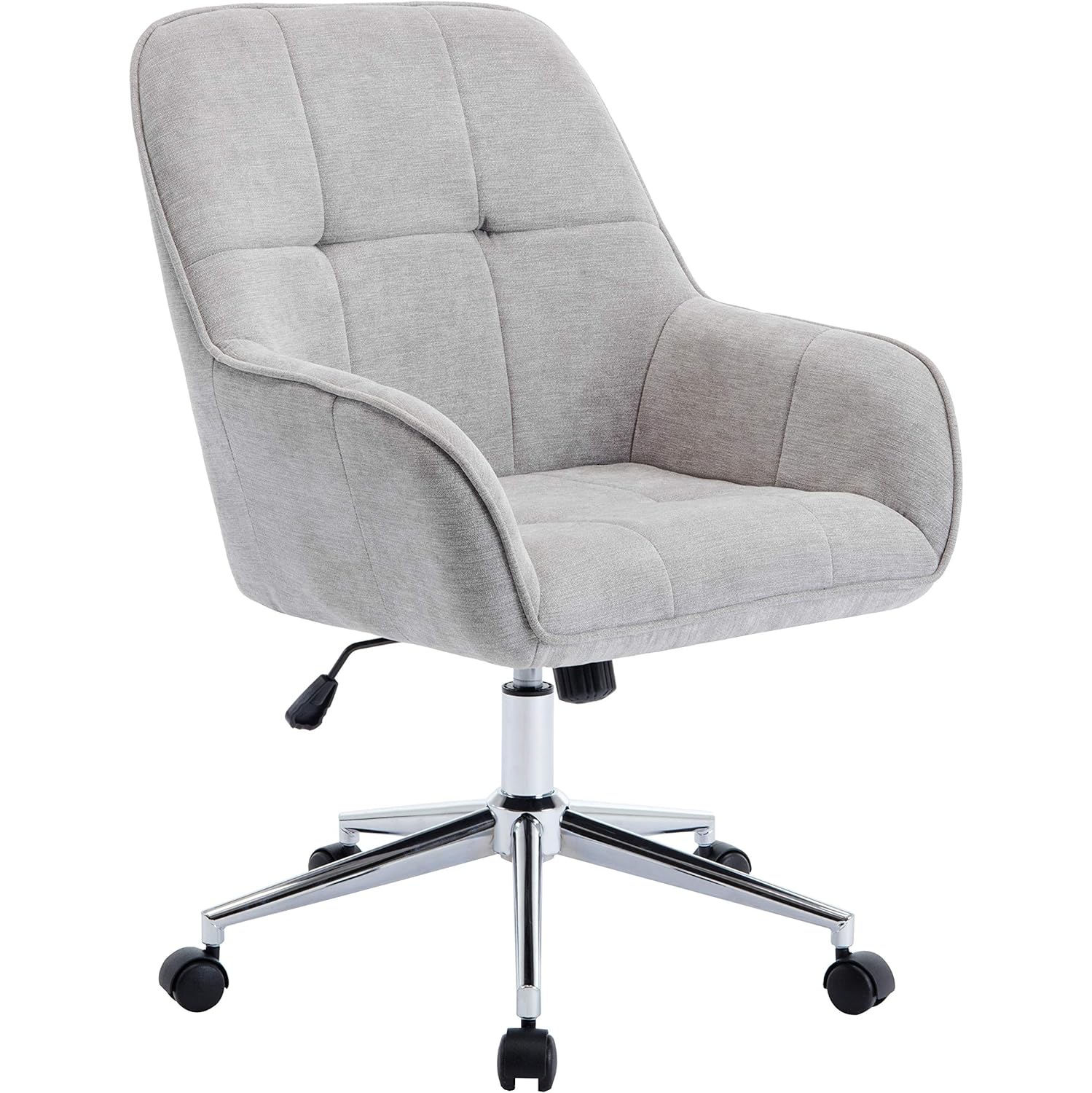 LUXWIN Button Tufted Office Chair in Beige Fabric Upholstery