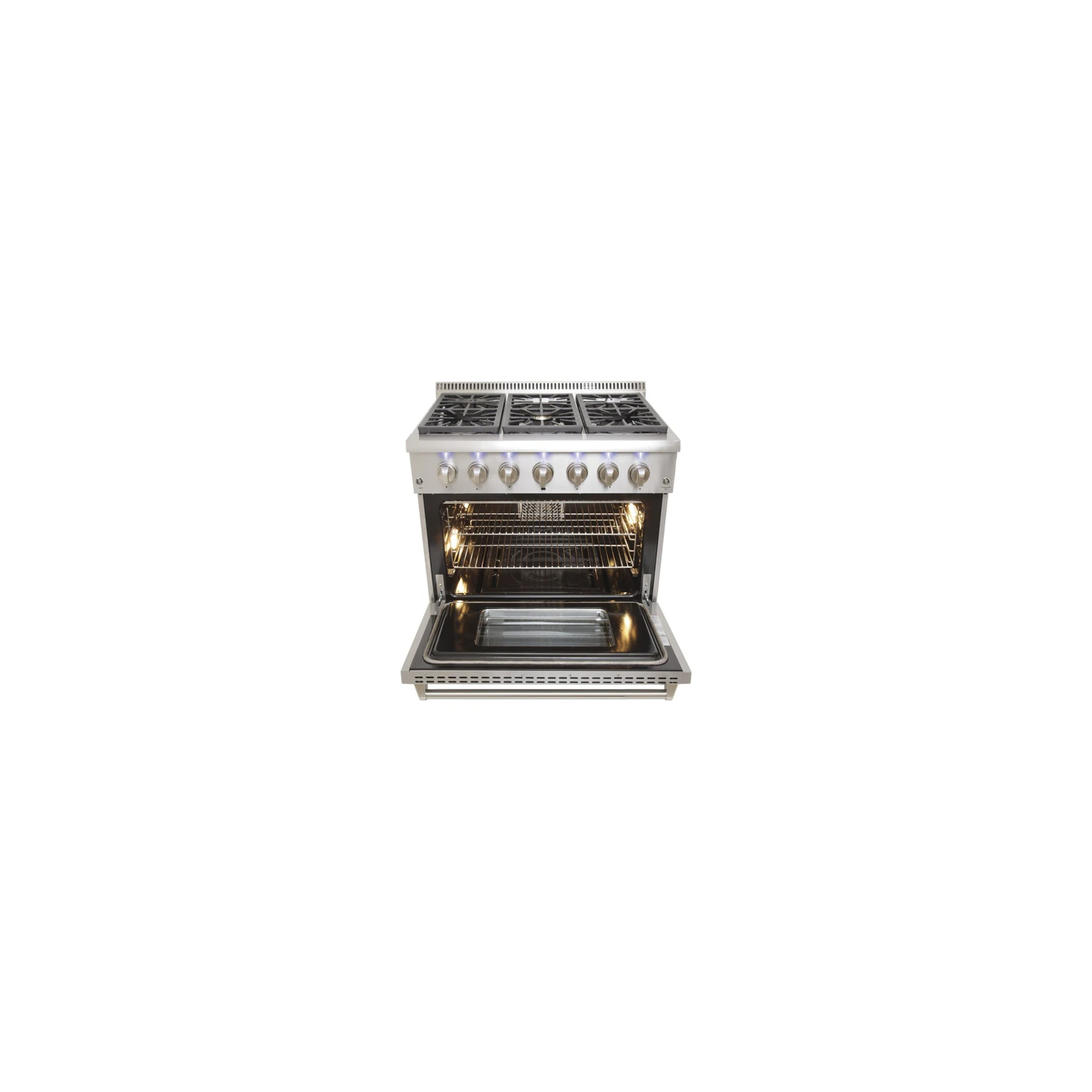 CROWN 36"" Professional Stainless Steel 5.2 cu. ft. Oven, Dual Fuel Gas Range ARD3601