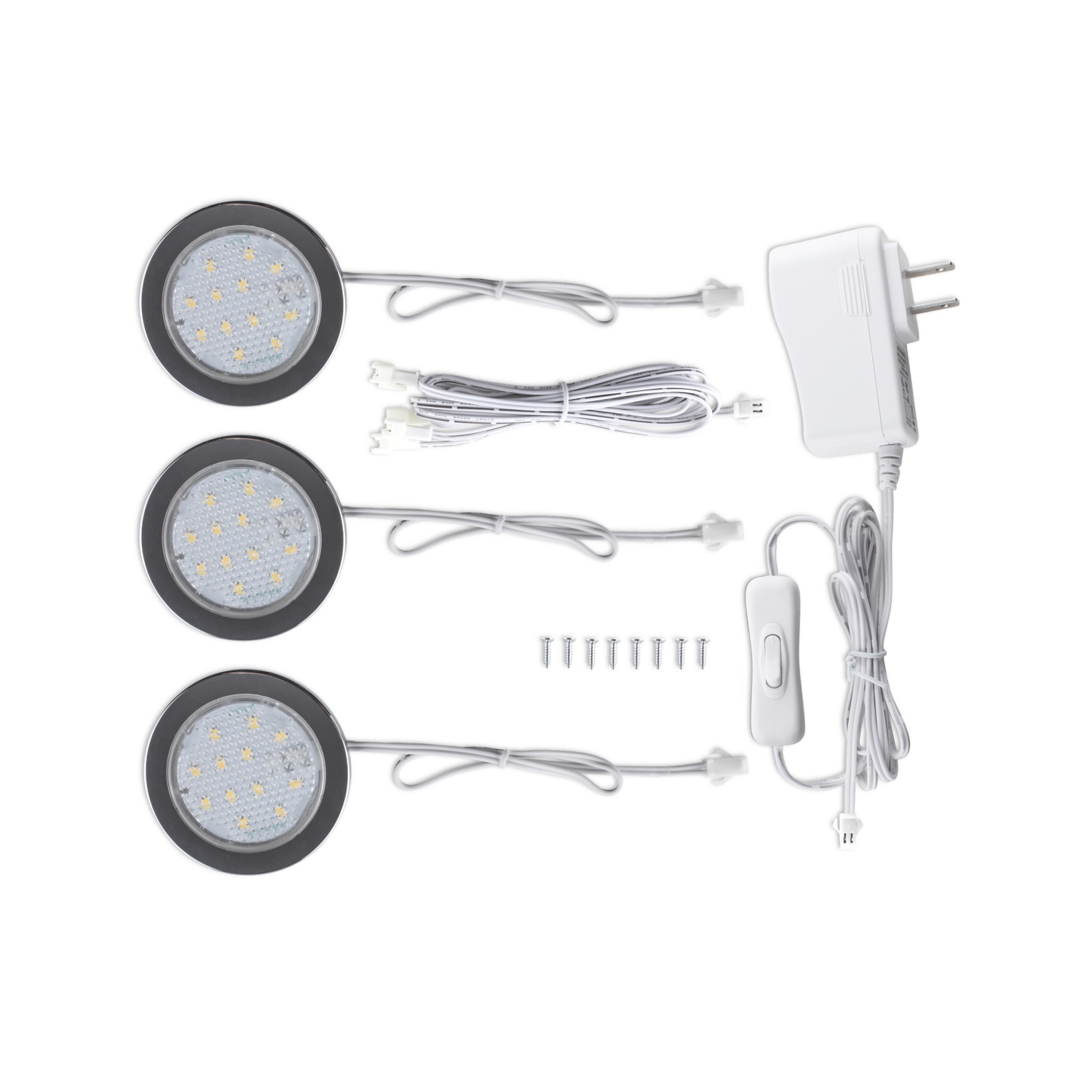 BAZZ 3 Pack Under Cabinet Integrated LED Puck Lights, U16003EL