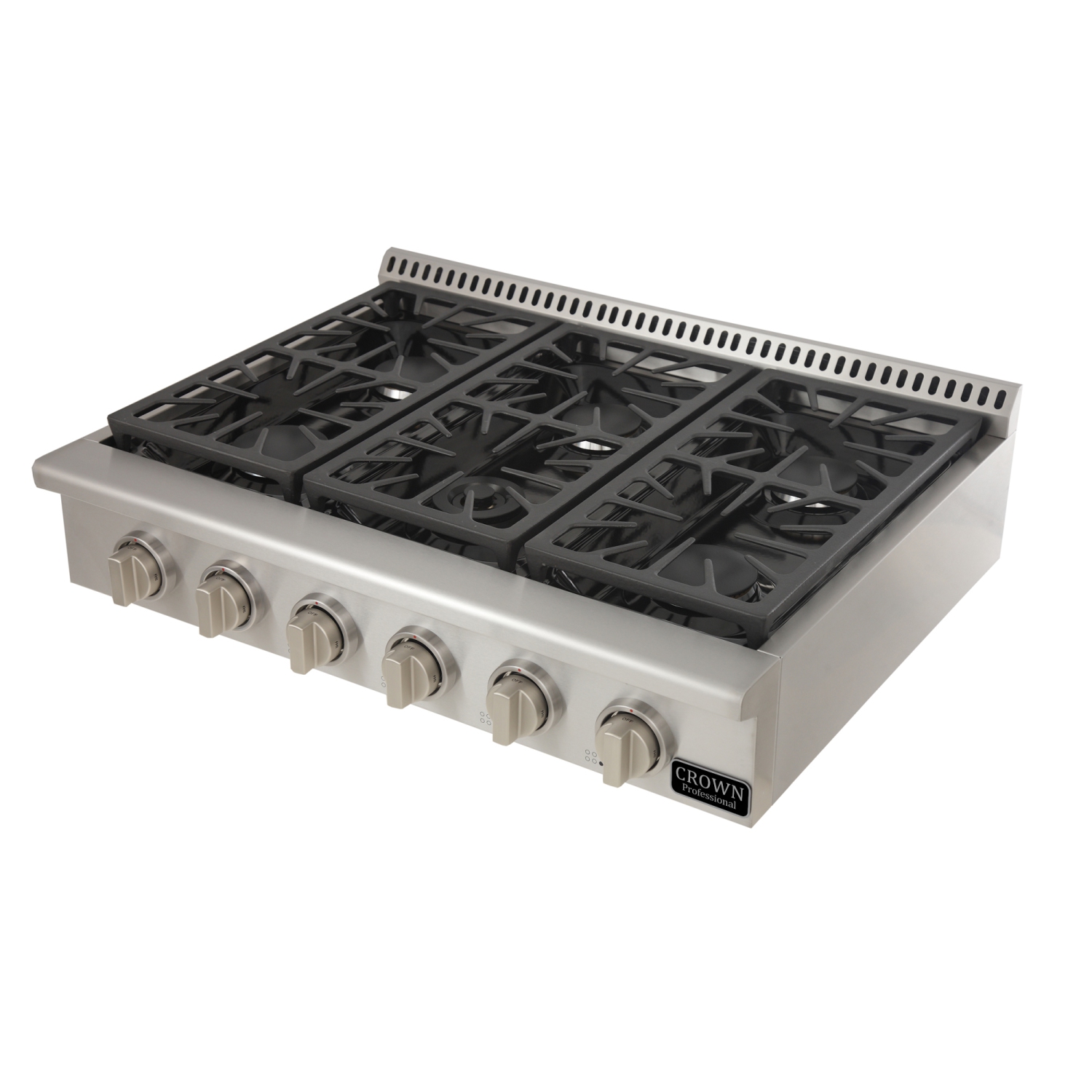 Surface de cuisson au gaz de 36 po Professional 84000&nbsp;BTU de CROWN avec brûleurs scellés de ART3601 po en acier inoxydable
