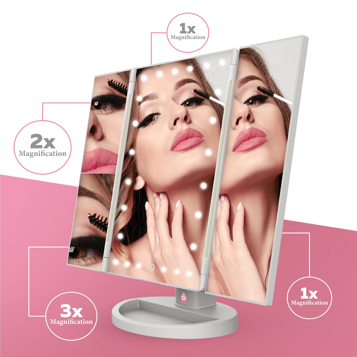 Puresonic Tri-Fold Vanity Makeup Mirror