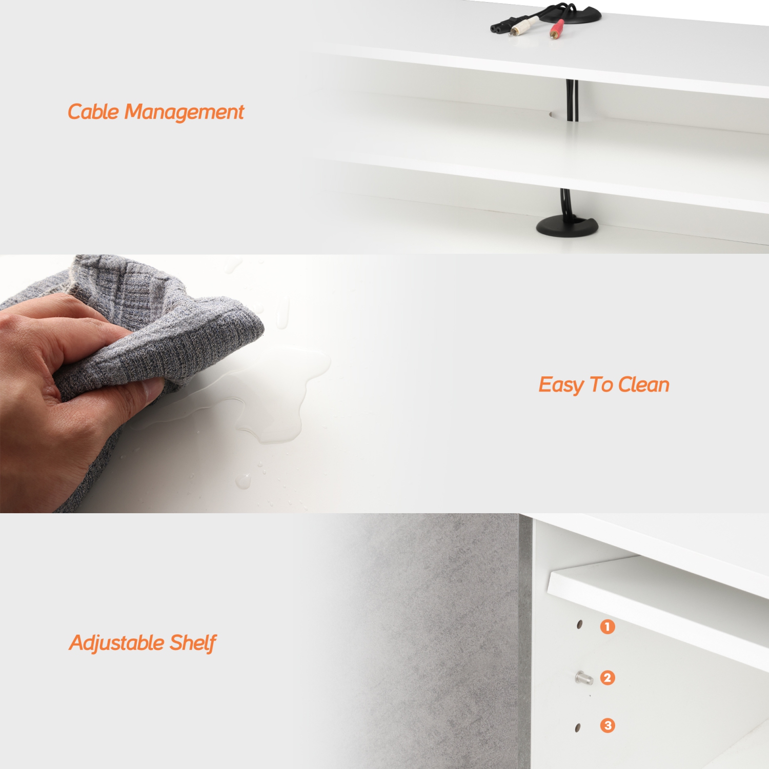 WAMPAT White Floating TV Stand with Blue LED Lights , Wall Mounted Shelf for Living Room, White& Grey, 39“