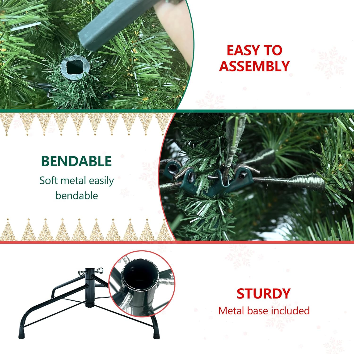 5FT Artificial Christmas Tree, Holiday Xmas Tree Decoration Pine Tree with 500 Branch Tips, Solid Metal Stand included