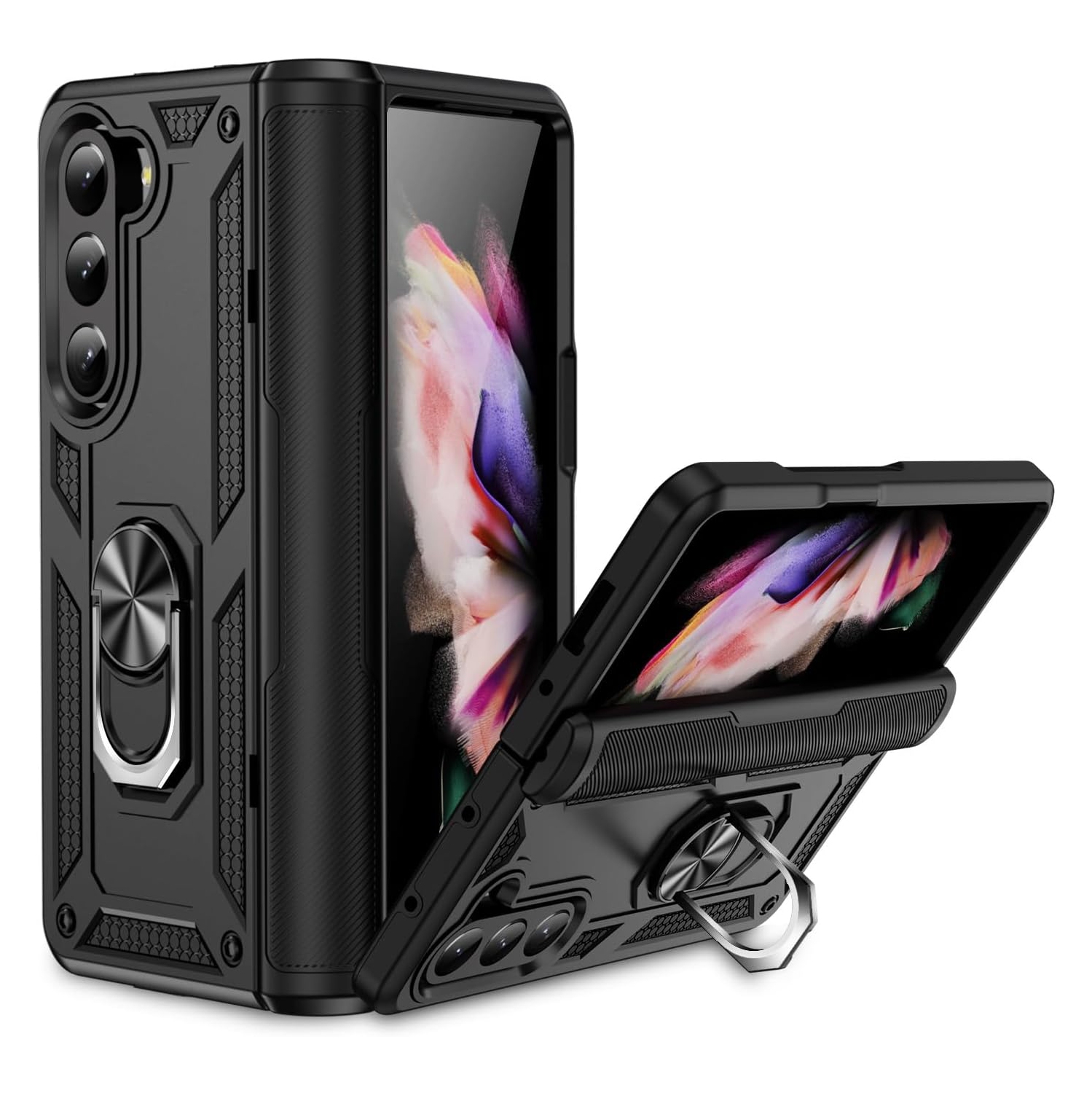 XCRS Dual-Layer Slim Design Armor Protection Cover, Built-in Magnetic Ring with Kickstand Case for Samsung Galaxy Z Fold 5 2023