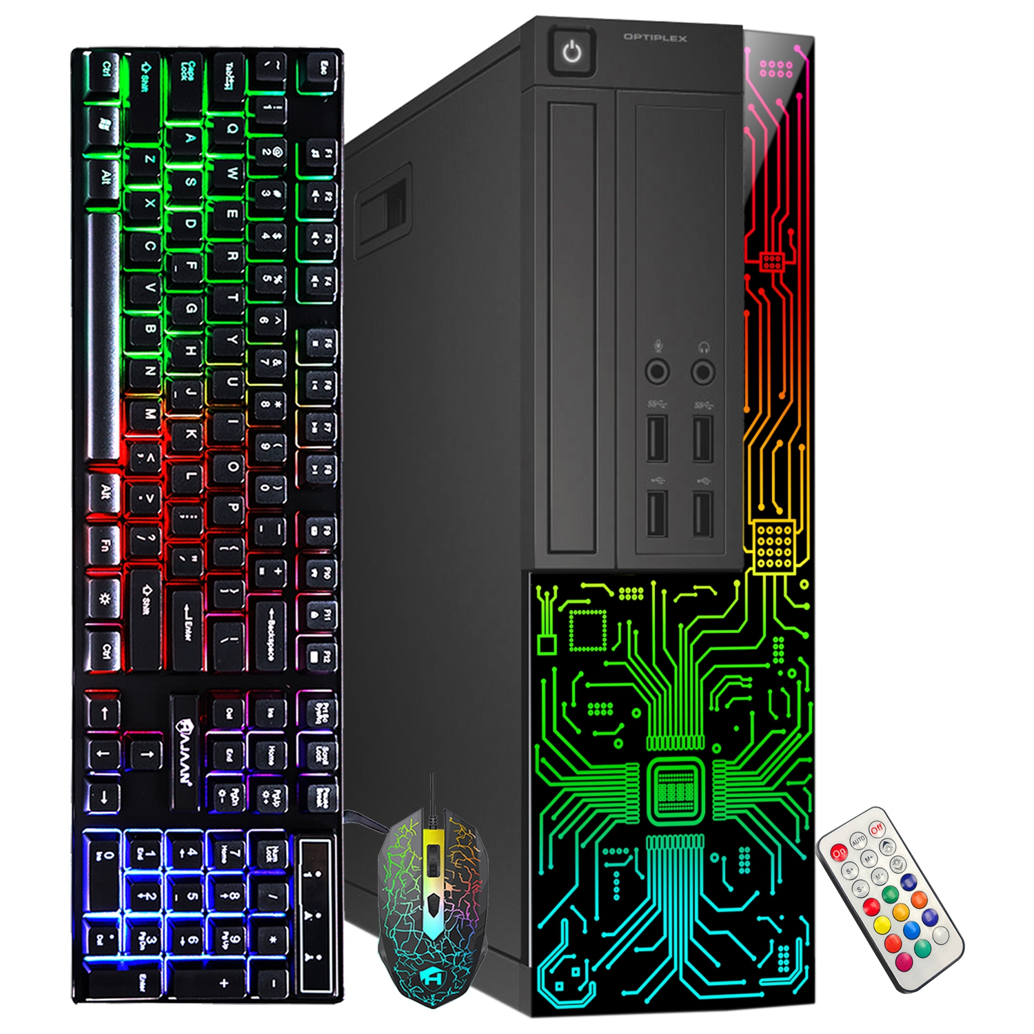 Refurbished - Dell Computer Desktop PC with 22 Inch Monitor, Intel i5 Quad-Core Processor, 8GB RAM, 1TB SSD, RGB Keyboard and Mouse, WiFi, Windows 10