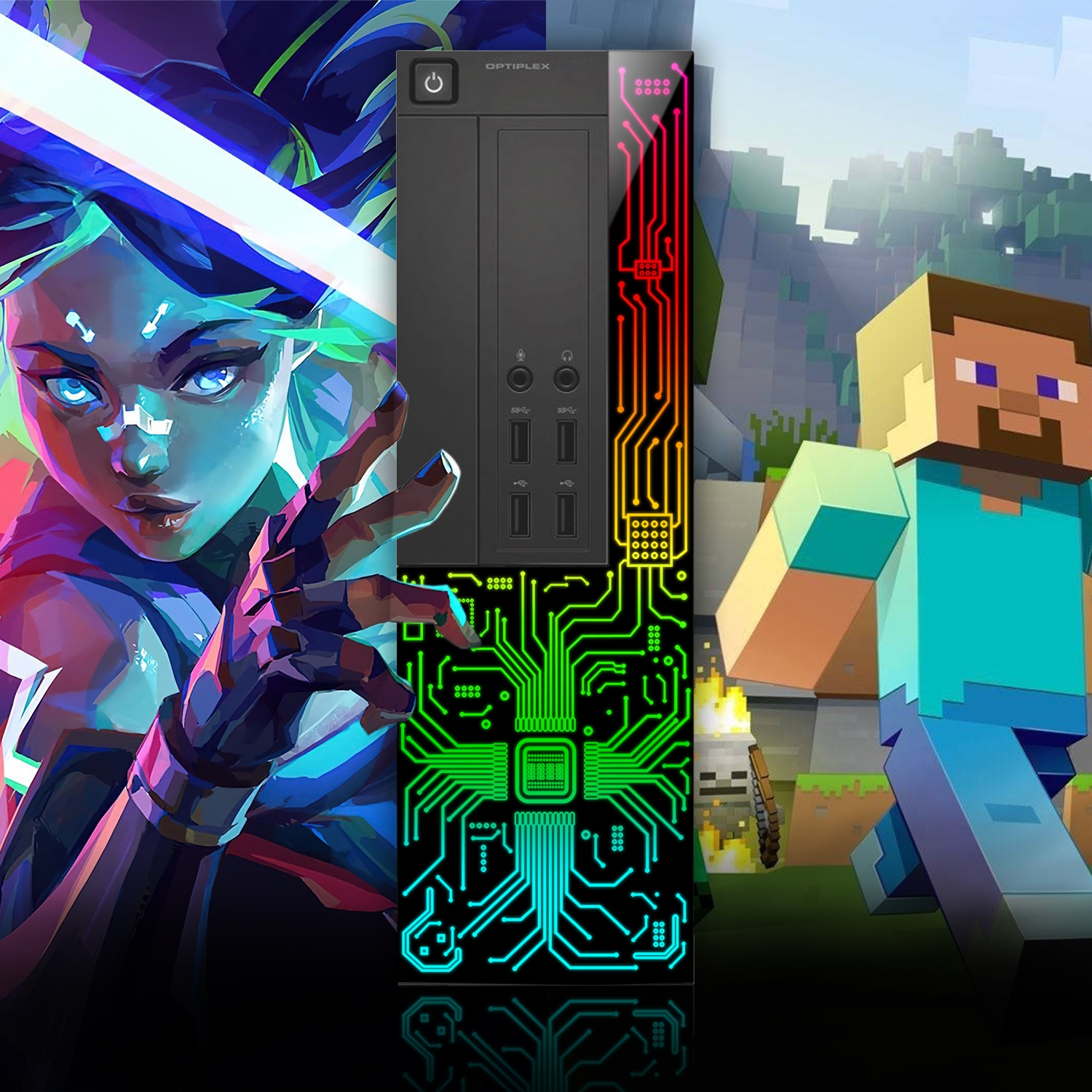 Refurbished - Dell Computer Desktop PC with 22 Inch Monitor, Intel i5 Quad-Core Processor, 8GB RAM, 1TB SSD, RGB Keyboard and Mouse, WiFi, Windows 10