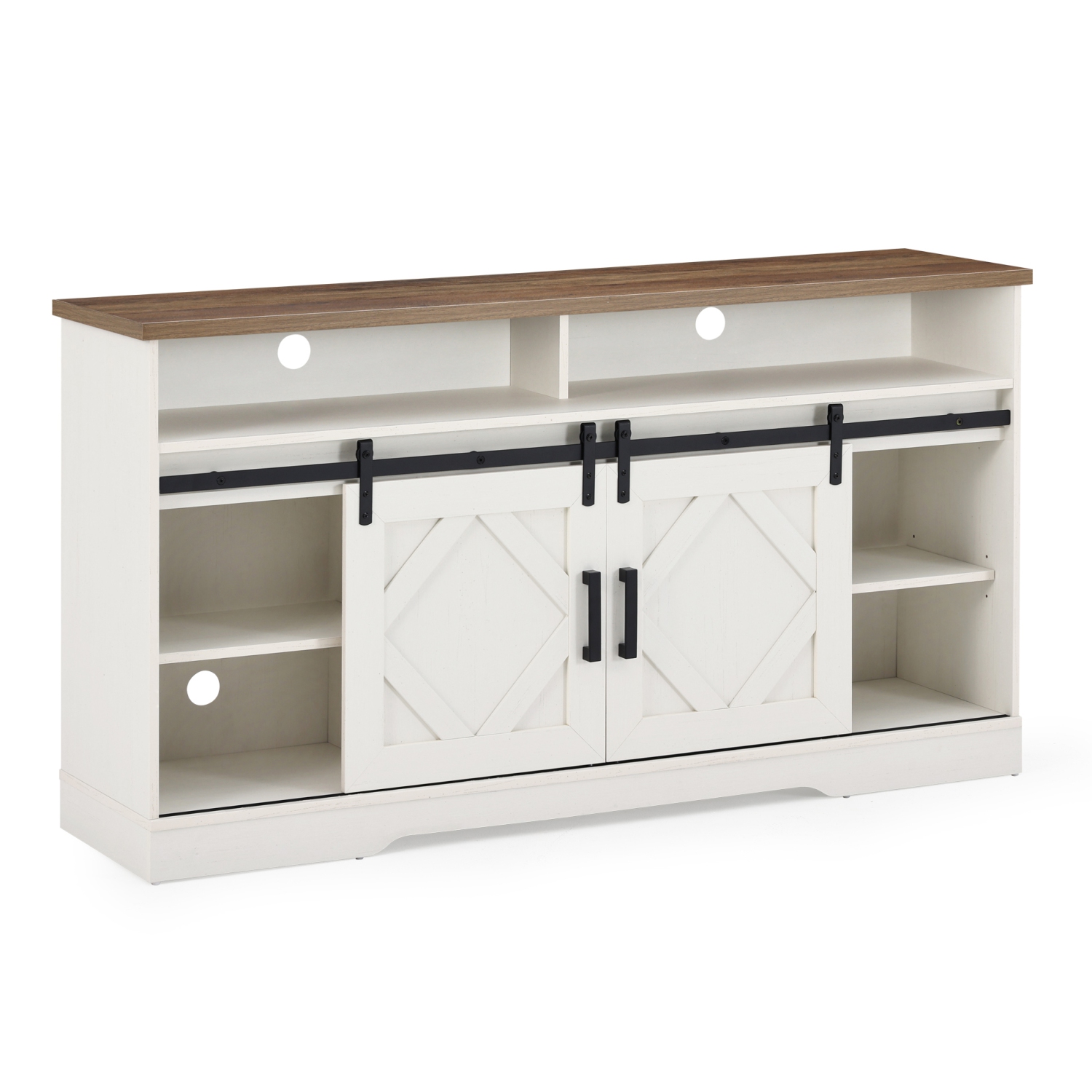 WAMPAT Fireplace TV Stand for TVs Up to 65 Inches, Wood Electric Fireplace Entertainment Center with Storage 2 Heating Mode and 5 Brightness for