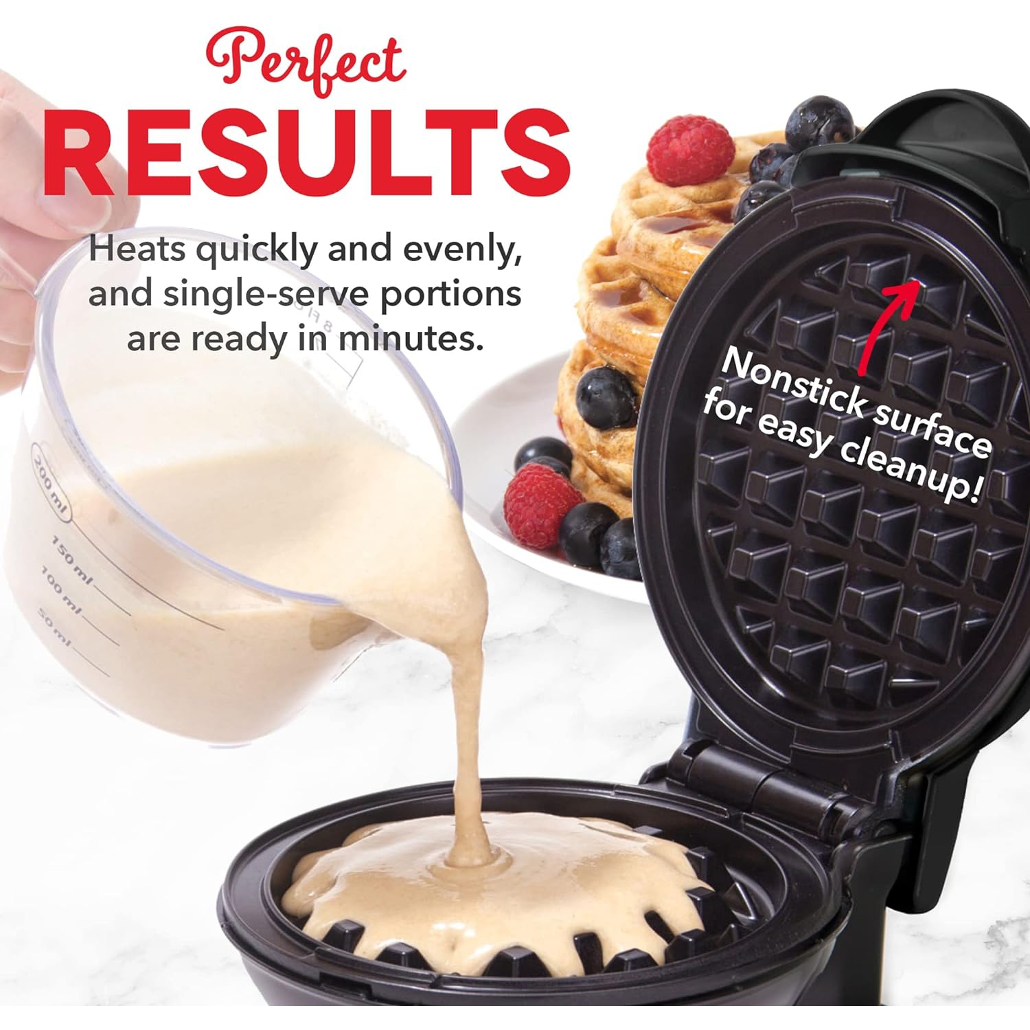 DASH 4 Inch 1400W Mini Waffle Maker, Pack of 2 - Black