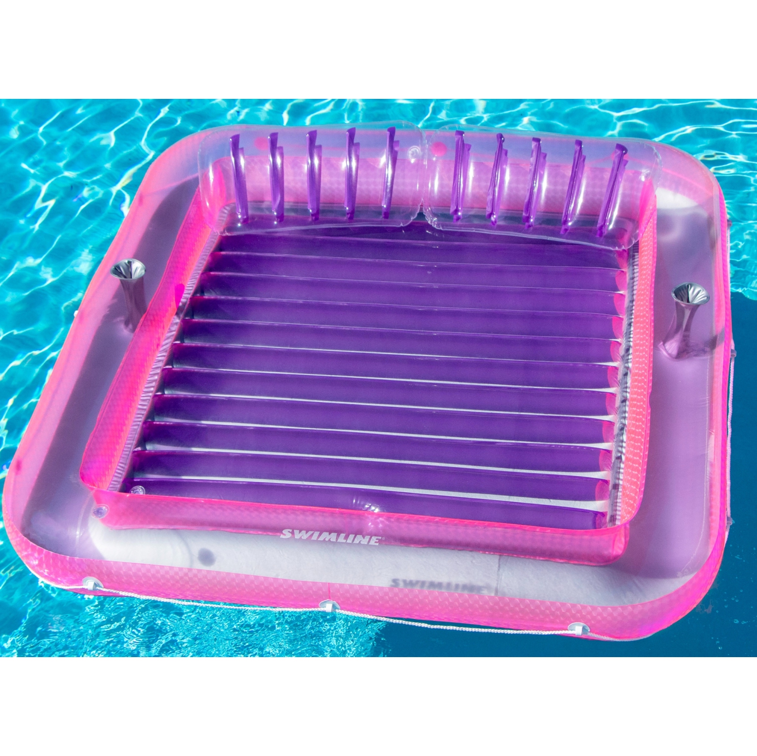 Pink Inflatable Swimming Pool XL Suntan Lounger with Pillows 70"