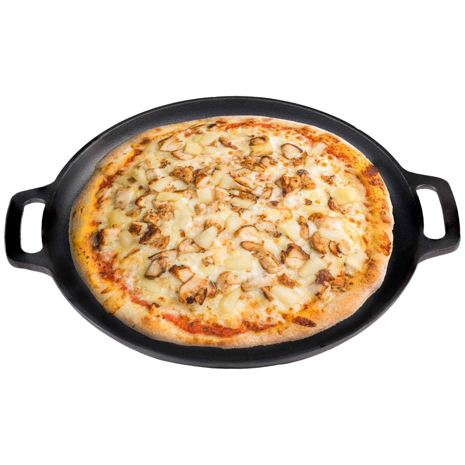 Sunnydaze Seasoned Cast Iron Pizza Pan with Handles - 13.75-Inch