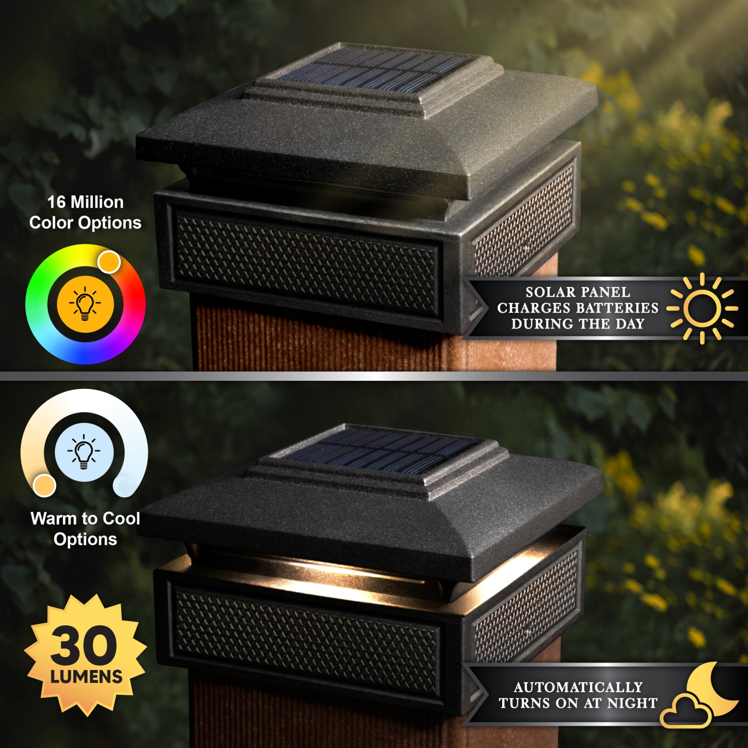 Classy Caps Lumineer Smart Solar Post Cap - 2 pack