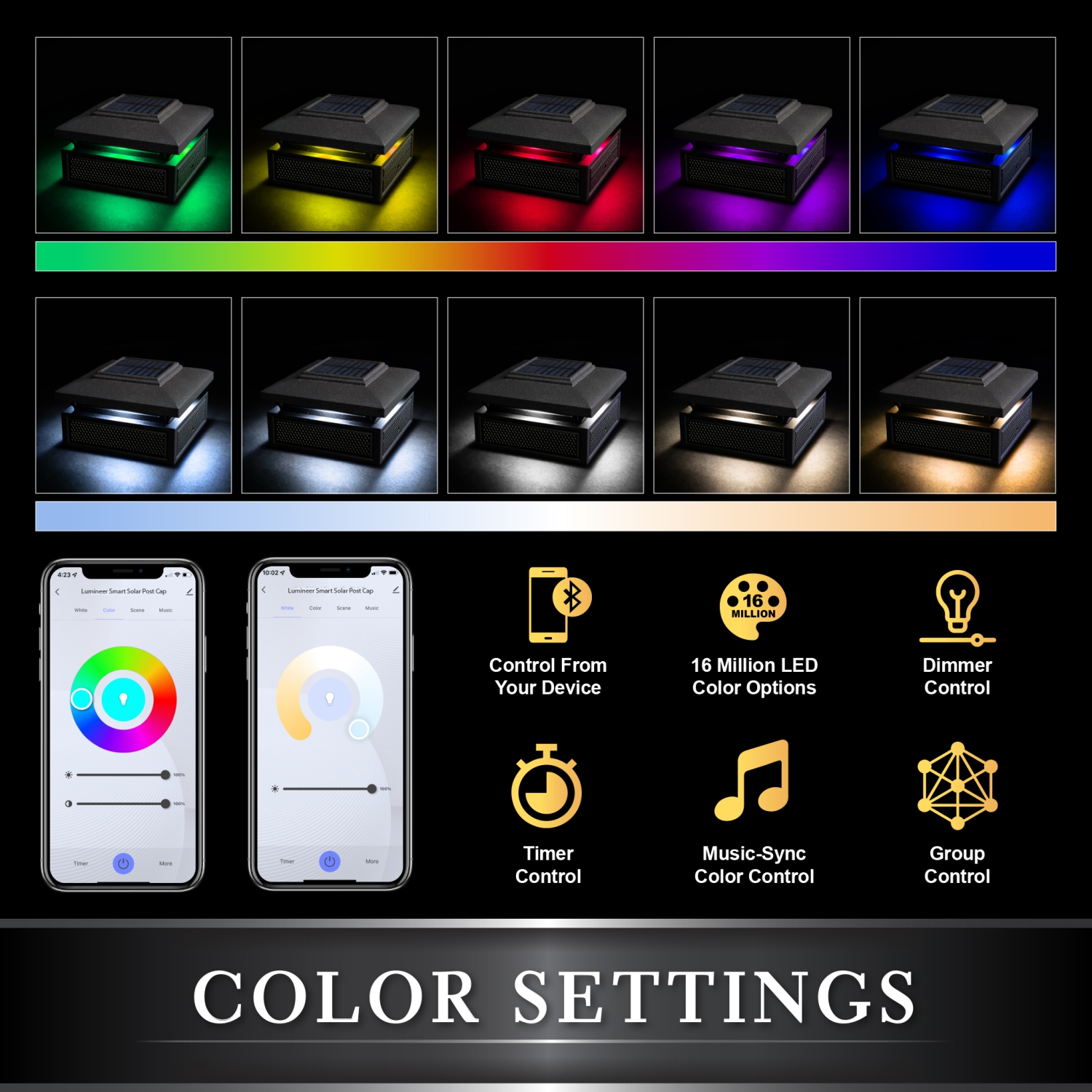 Classy Caps Lumineer Smart Solar Post Cap - 2 pack