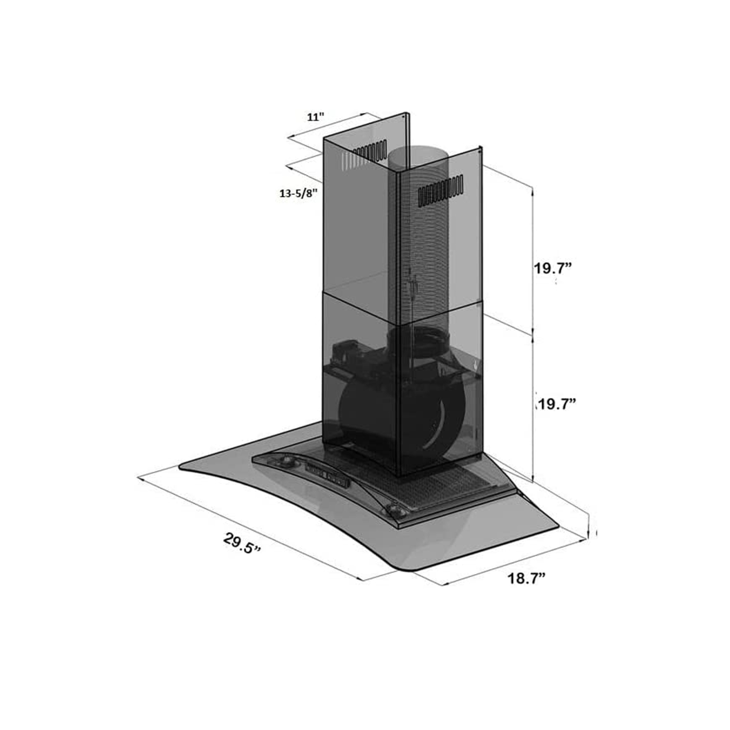 ROXON 900 CFM BLACK STAINLESS STEEL 30 Inches Range Hood Wall Mounted Kitchen Exhaust Fan Style RXN-W46AHBK-30