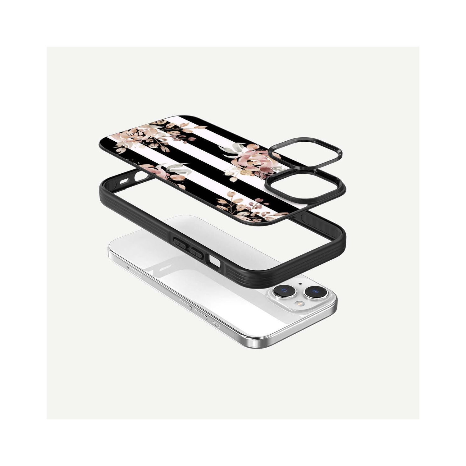 iPhone 15 Case With MagSafe - Black Flower