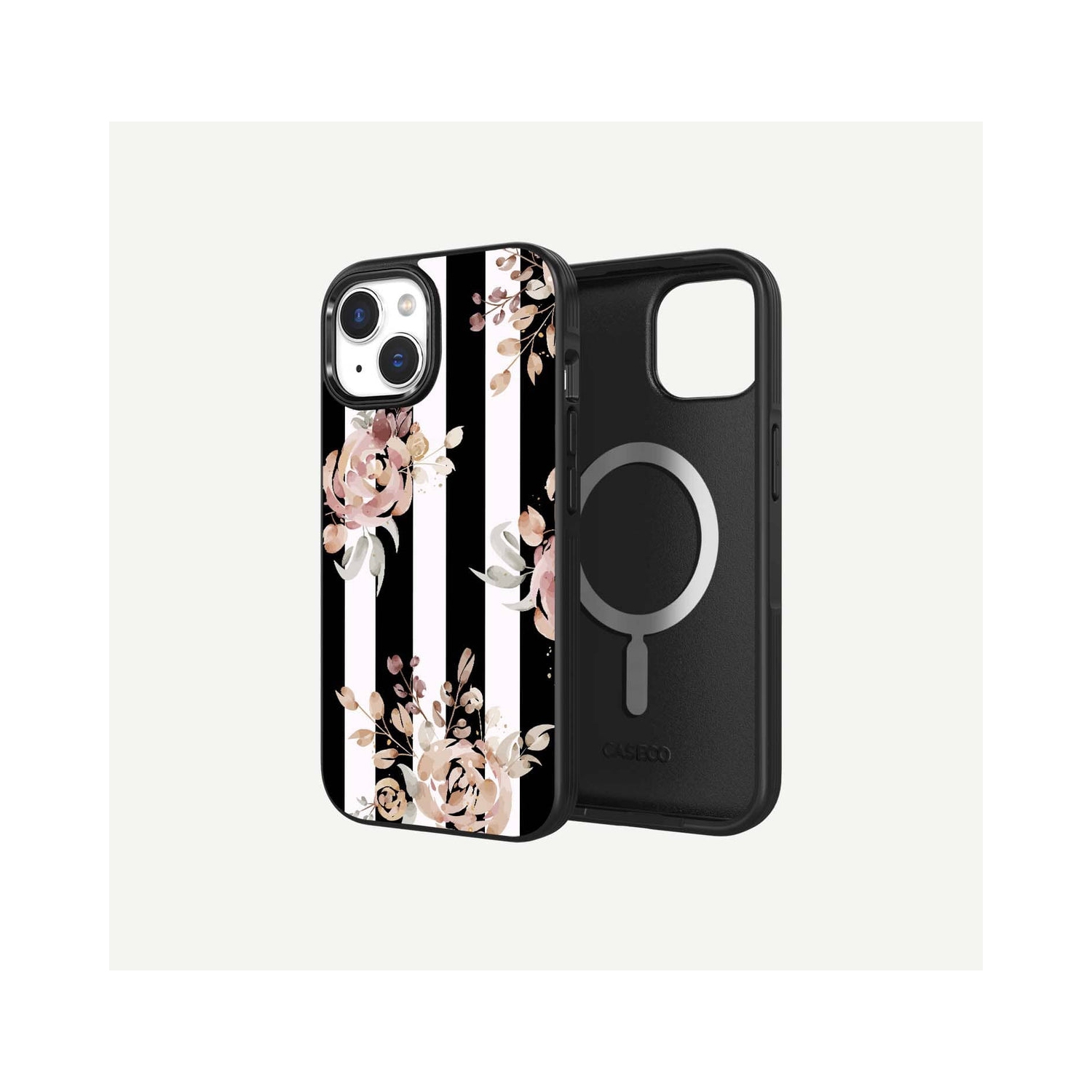 iPhone 15 Case With MagSafe - Black Flower
