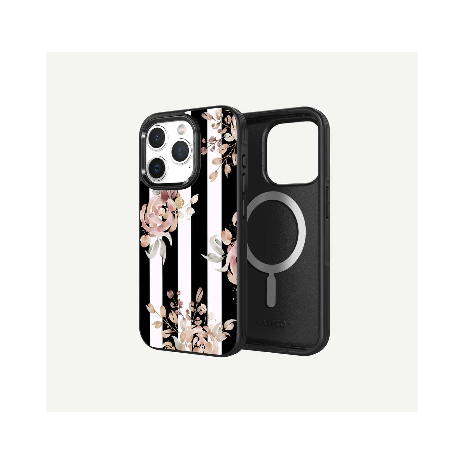 iPhone 15 Pro Case With MagSafe - Black Flower