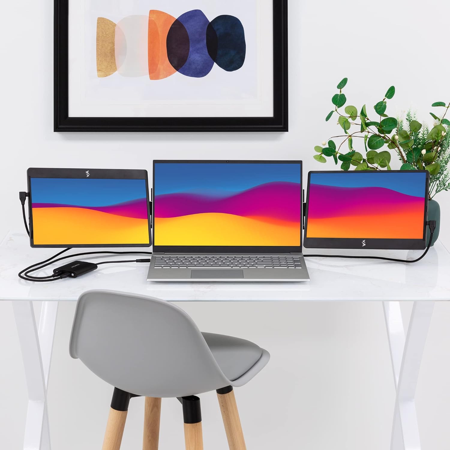 SideTrak Swivel 14" Attachable Portable 1080P Laptop Monitors And USB-C Splitter Hub, Black