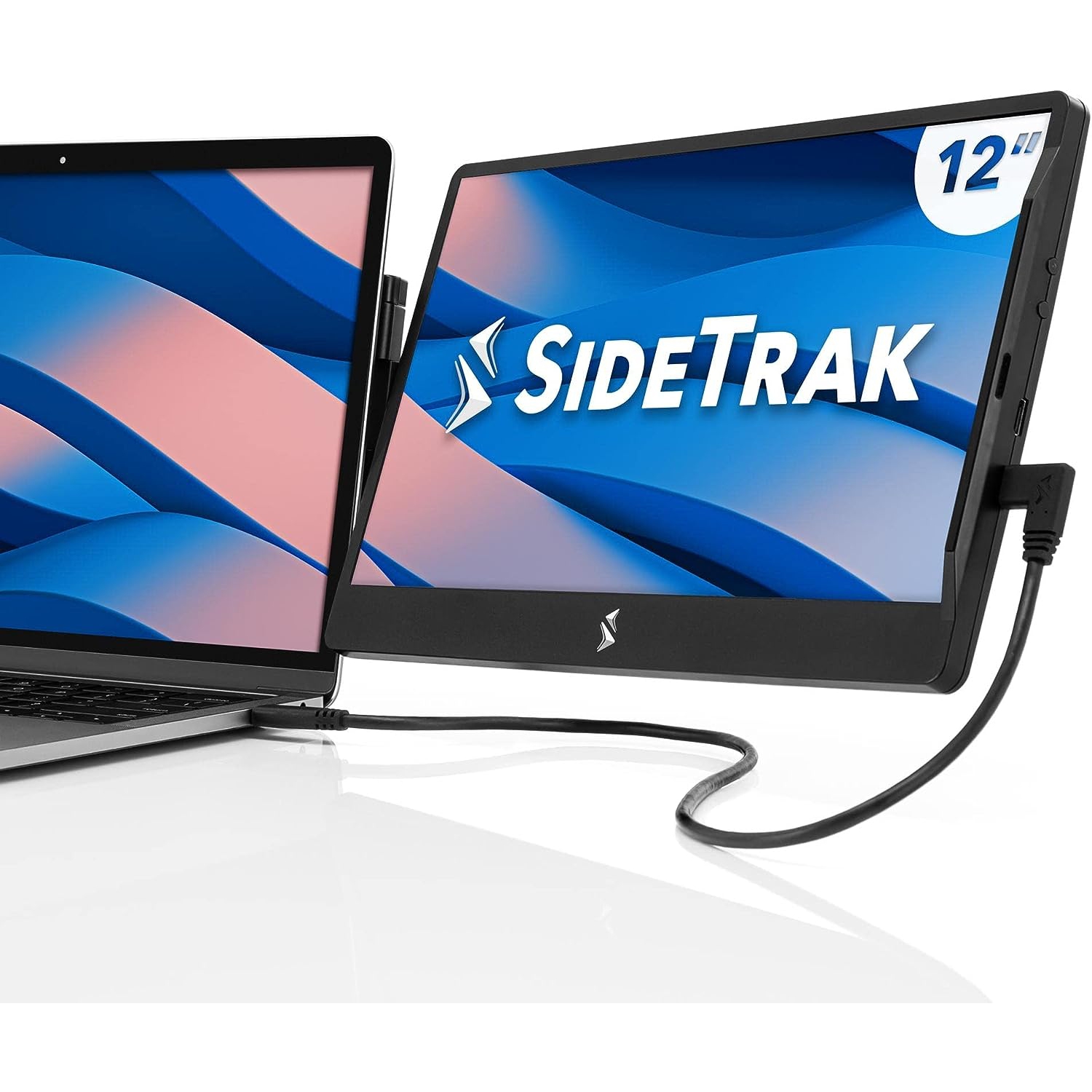 SideTrak Swivel 12.5" Attachable Portable 1080P Laptop Monitor, USB-C Or Mini HDMI, Black