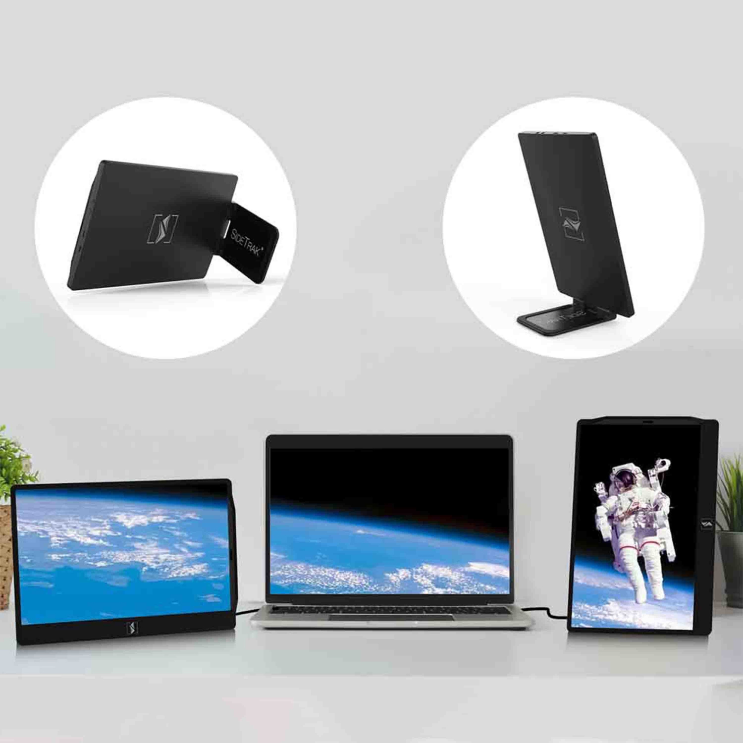 SideTrak Swivel 12.5" Attachable Portable 1080P Laptop Monitor, USB-C Or Mini HDMI, Black