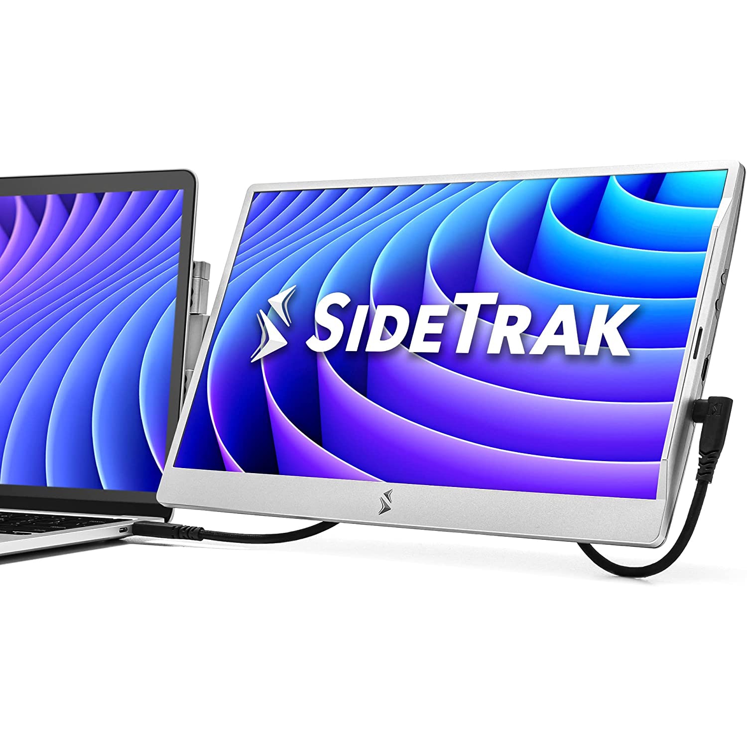 SideTrak Swivel 14" Attachable Portable 1080P Laptop Monitor, USB-C Or Mini HDMI, Silver