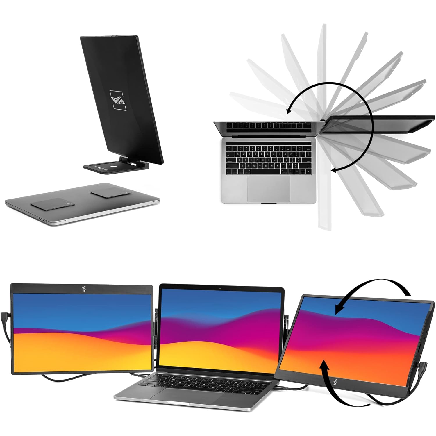 SideTrak Swivel 14" Attachable Portable 1080P Laptop Monitors, USB-C Or Mini HDMI, Black