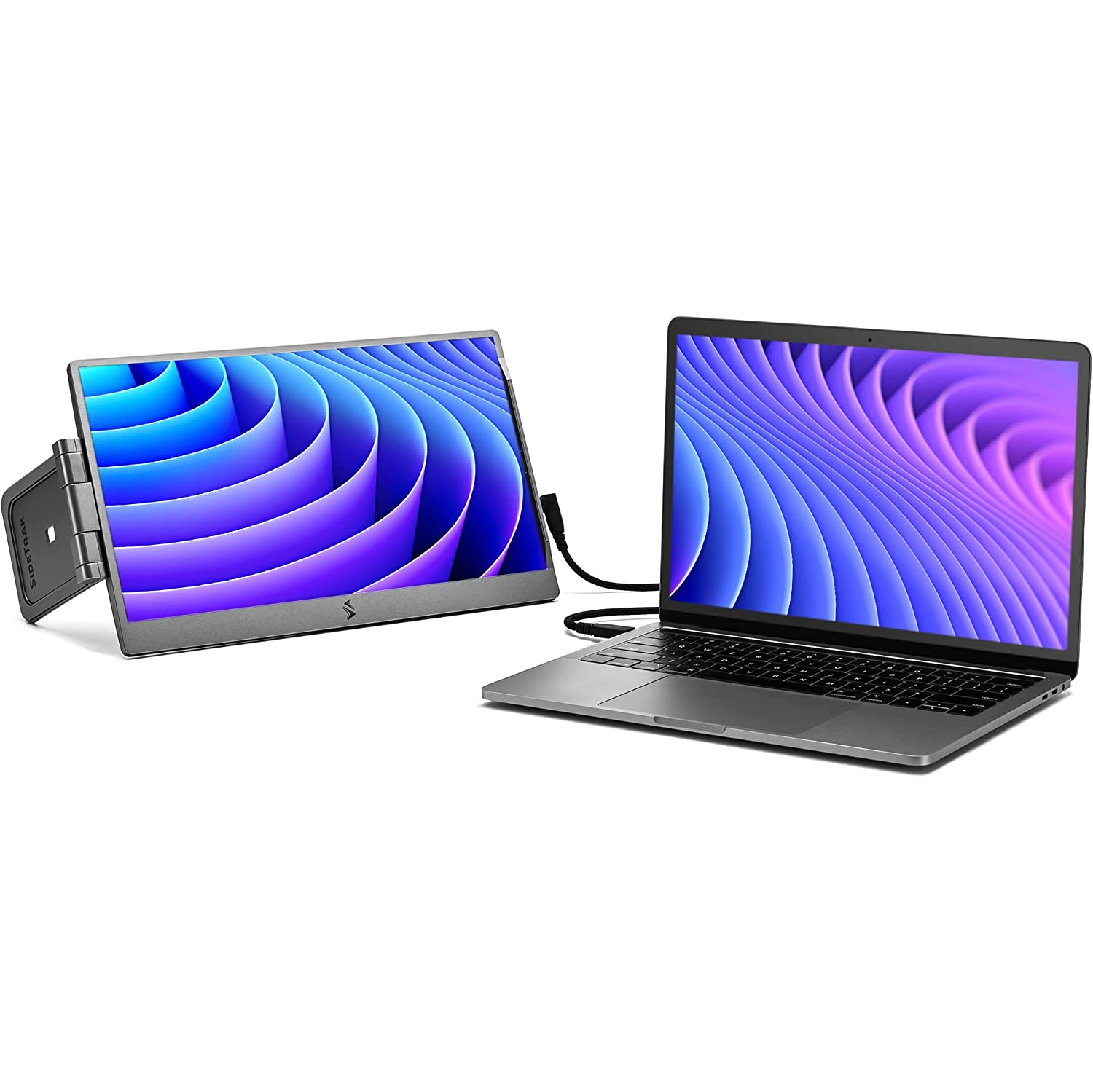 SideTrak Swivel 14" Attachable Portable 1080P Laptop Monitor, USB-C Or Mini HDMI, Dark Silver