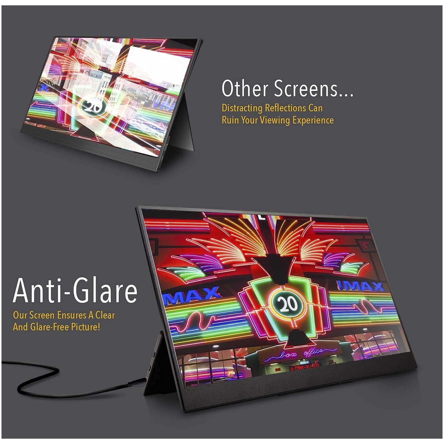 SideTrak Solo 15.8" Freestanding Portable 1080P Monitor, USB Or Mini HDMI, Black