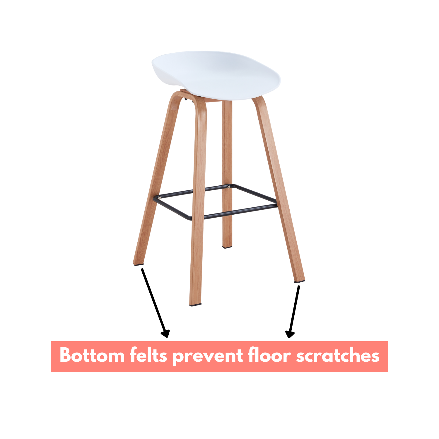 Aykah – Ensemble de 4 tabourets de bar Willow, tabouret à hauteur de comptoir avec siège en plastique et pattes en métal, utilisé comme tabouret de