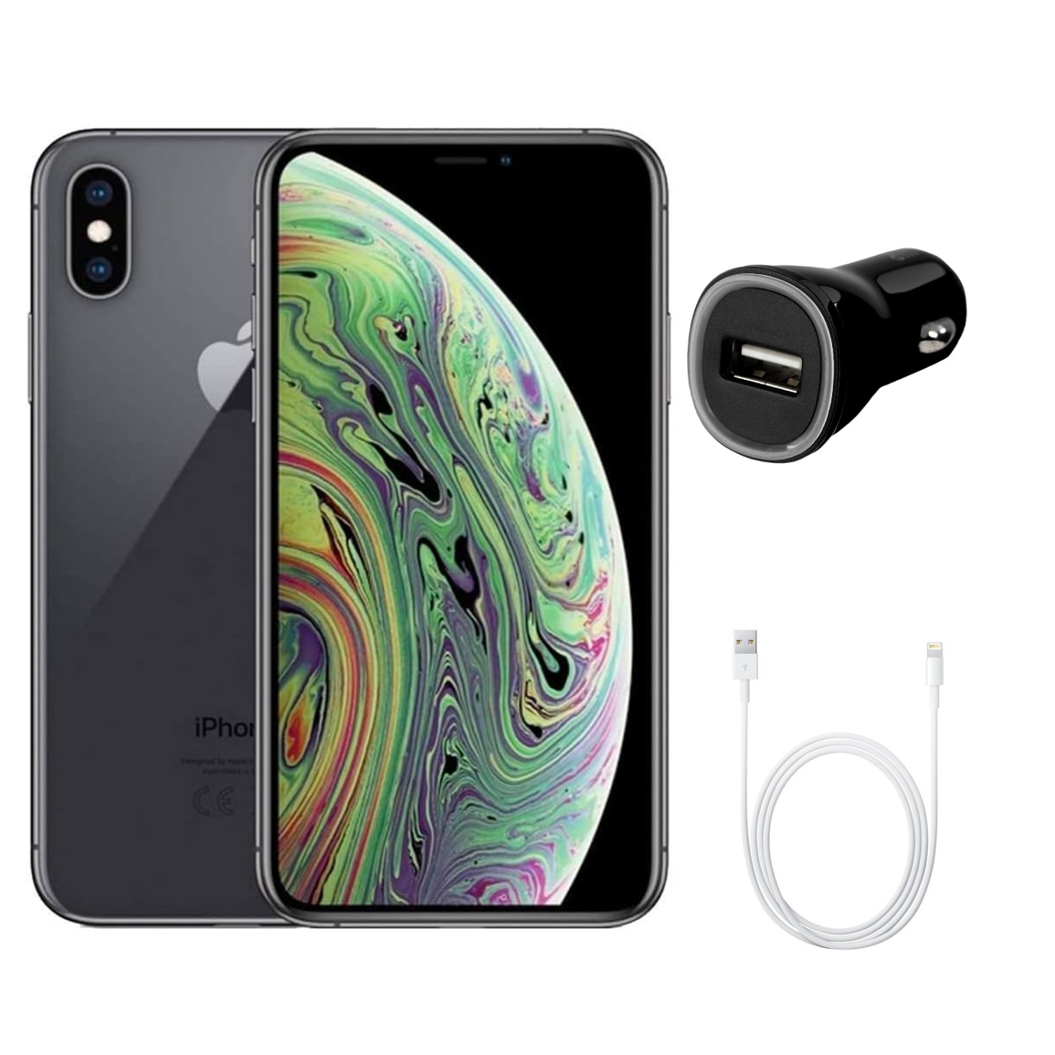 Refurbished (Good) Apple iPhone XS Max A1921 (Fully Unlocked) 64GB Space Gray w/ Fast Car Charger