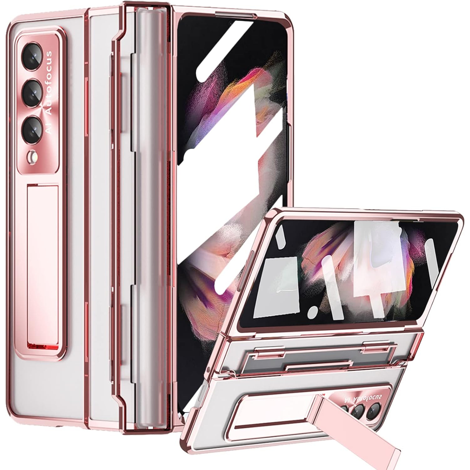 for Samsung Galaxy Z Fold 3 Clear Case with Flat Hinge Protection, All-inclusive Cover Built in Screen Protector