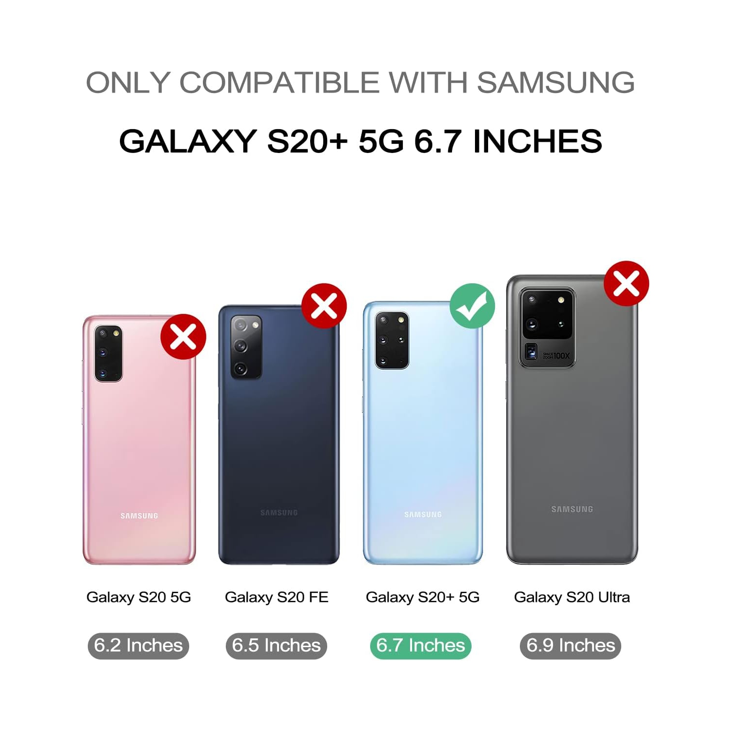 Pour l'étui S20 plus de Samsung, [protecteur d'écran et béquille intégrés] Protection robuste de qualité militaire