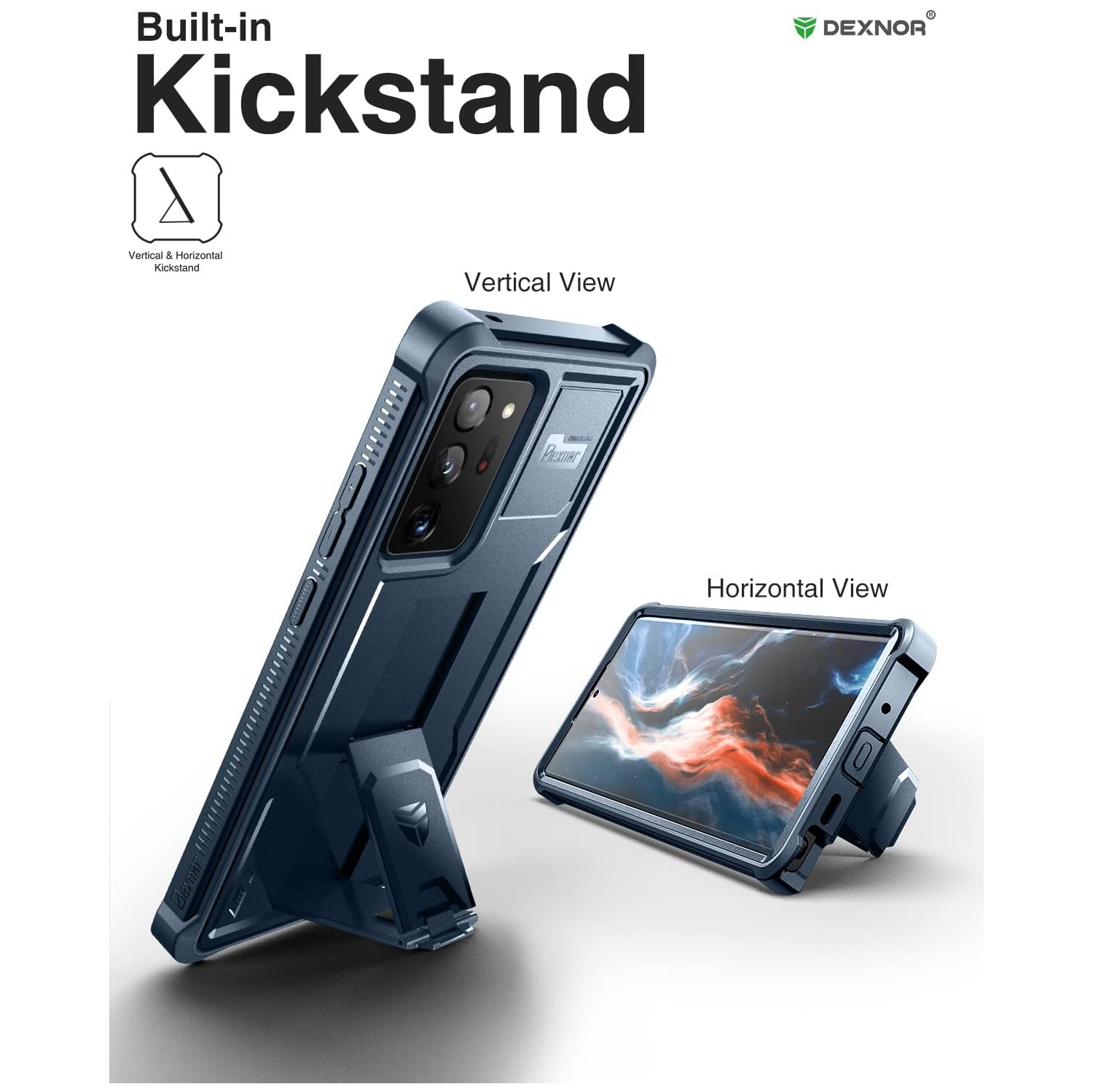 Pour un étui pour Note 20 Ultra de Samsung, [protecteur d'écran et béquille intégrés] Protection robuste de qualité militaire