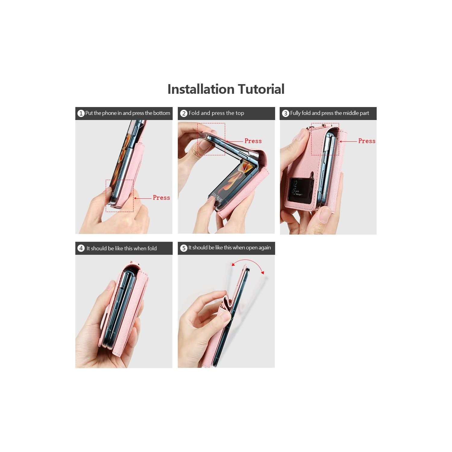for Flip Case with Leather Wallet,Wristlet Strap Zipper Wallet Hinge Part Protected for Samsung Galaxy Z Flip 4