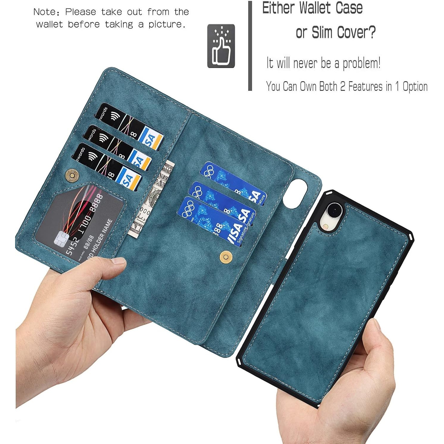 for iPhone XR Wallet Case with Card Holder and Wrist Strap, PU Leather Kickstand Card Slots Magnetic