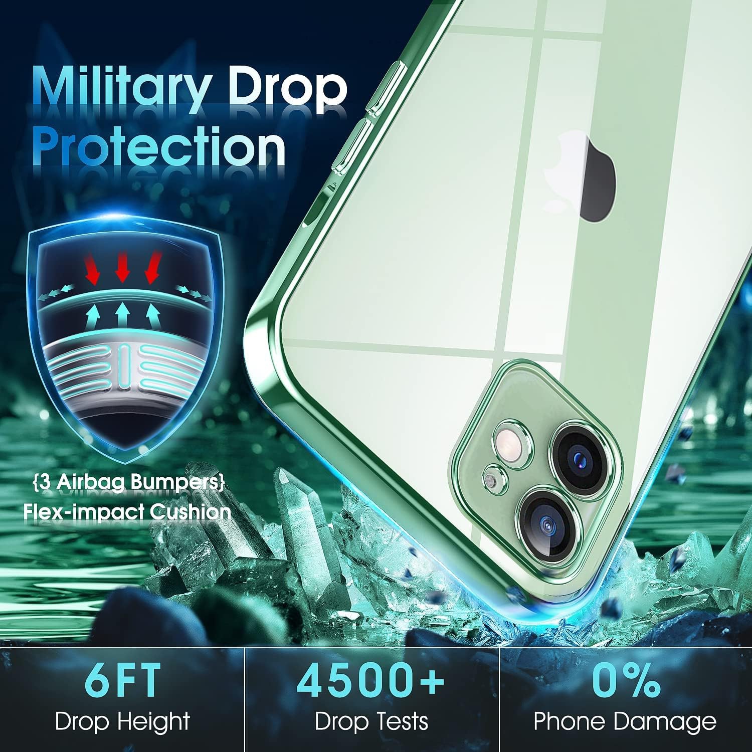 Crystal Clear Case for iPhone 12 Mini, [Not Yellowing] [Camera Protection] [Military Grade Drop Tested]