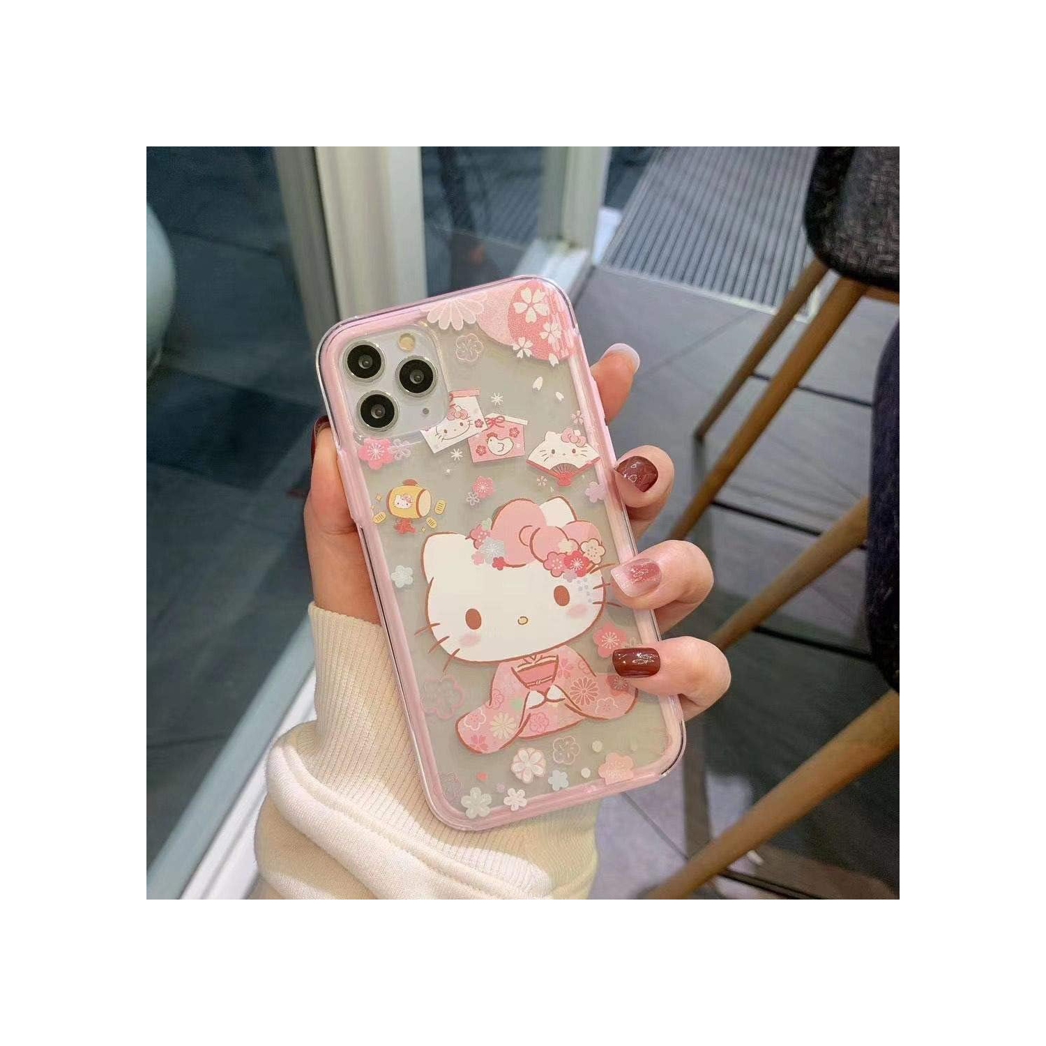 iPhone 11 Hello Kitty Case,Cute Cartoon Hello Kitty Case Cover Shockproof Bumper Case (Pink,for iPhone 11-6.1")