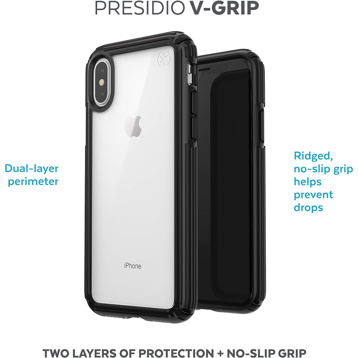 Produits – Étui Presidio V-Grip iPhone XS/iPhone X, transparent/noir