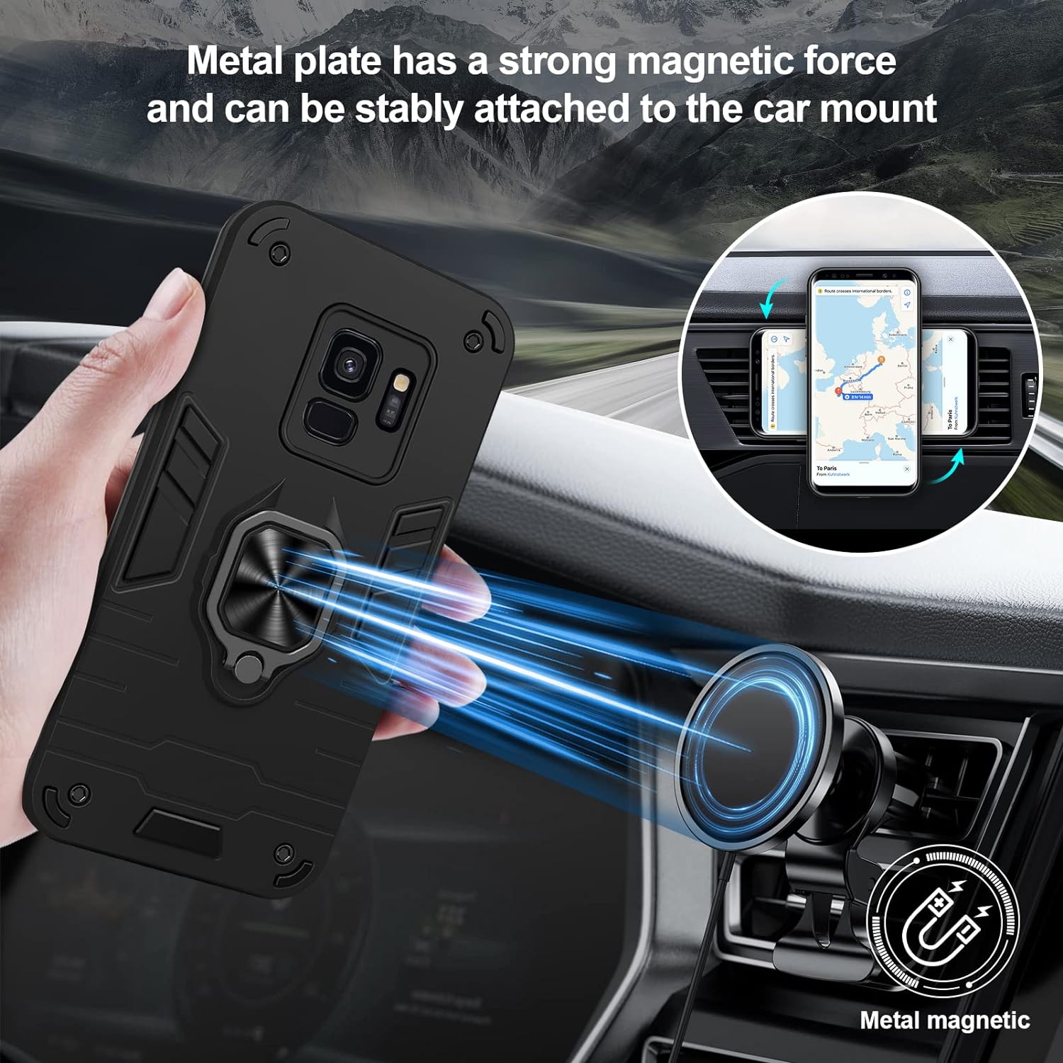 Étui pour Galaxy S9 de Samsung, étui antichoc avec support, support personnalisé robuste pour étui