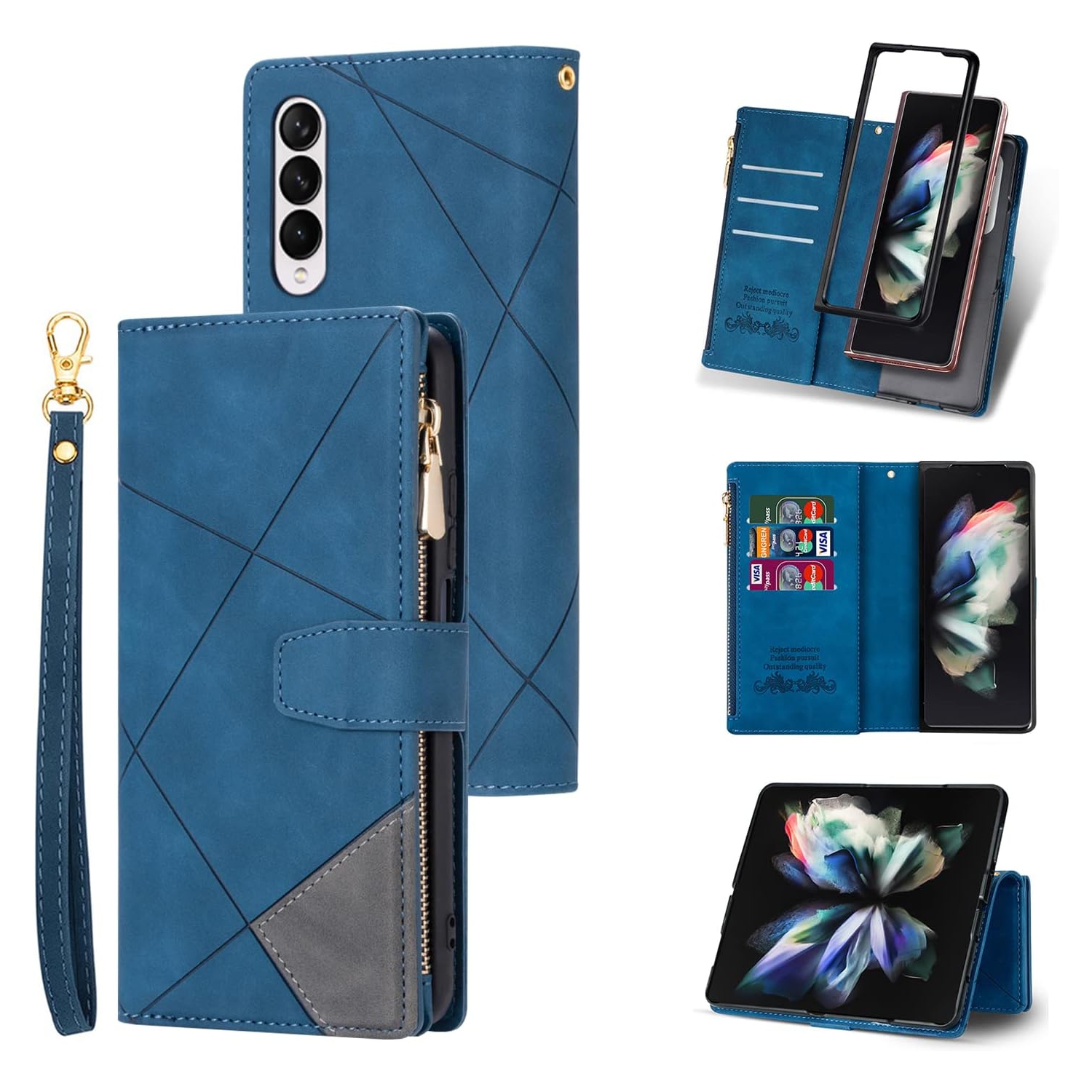 Wallet Case for Samsung Galaxy Z Fold 4 5G, Vintage Premium PU Leather Cover Flip Case with Card Slots Magnetic