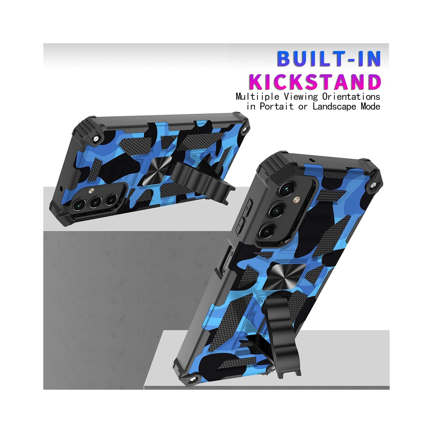 Étui camouflage pour Galaxy A14 5G de Samsung avec béquille magnétique, anneau rotatif à 360° pour voiture magnétique