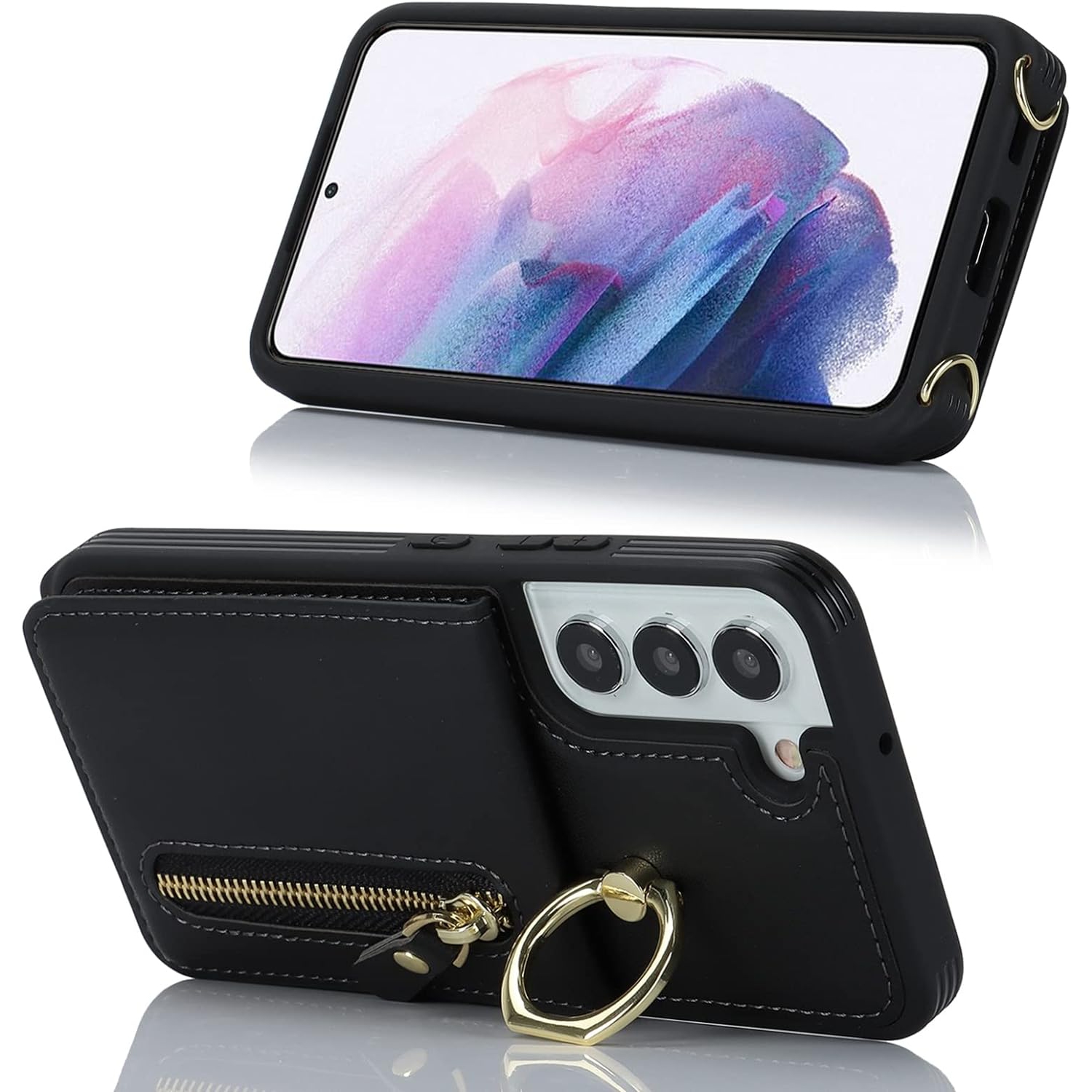 Samsung Galaxy S21 5G Phone Case for Women with Card Holder,Samsung S21 Case Wallet Crossbody Lanyard