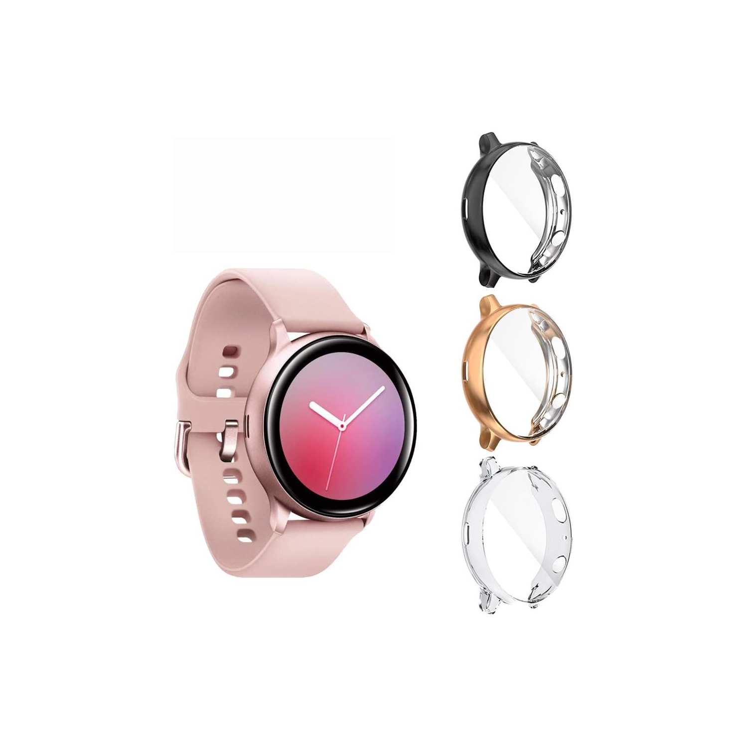 3-Pack Compatible with Samsung Galaxy Watch Active 2 Screen Protector Case, Soft TPU Plated All-Around